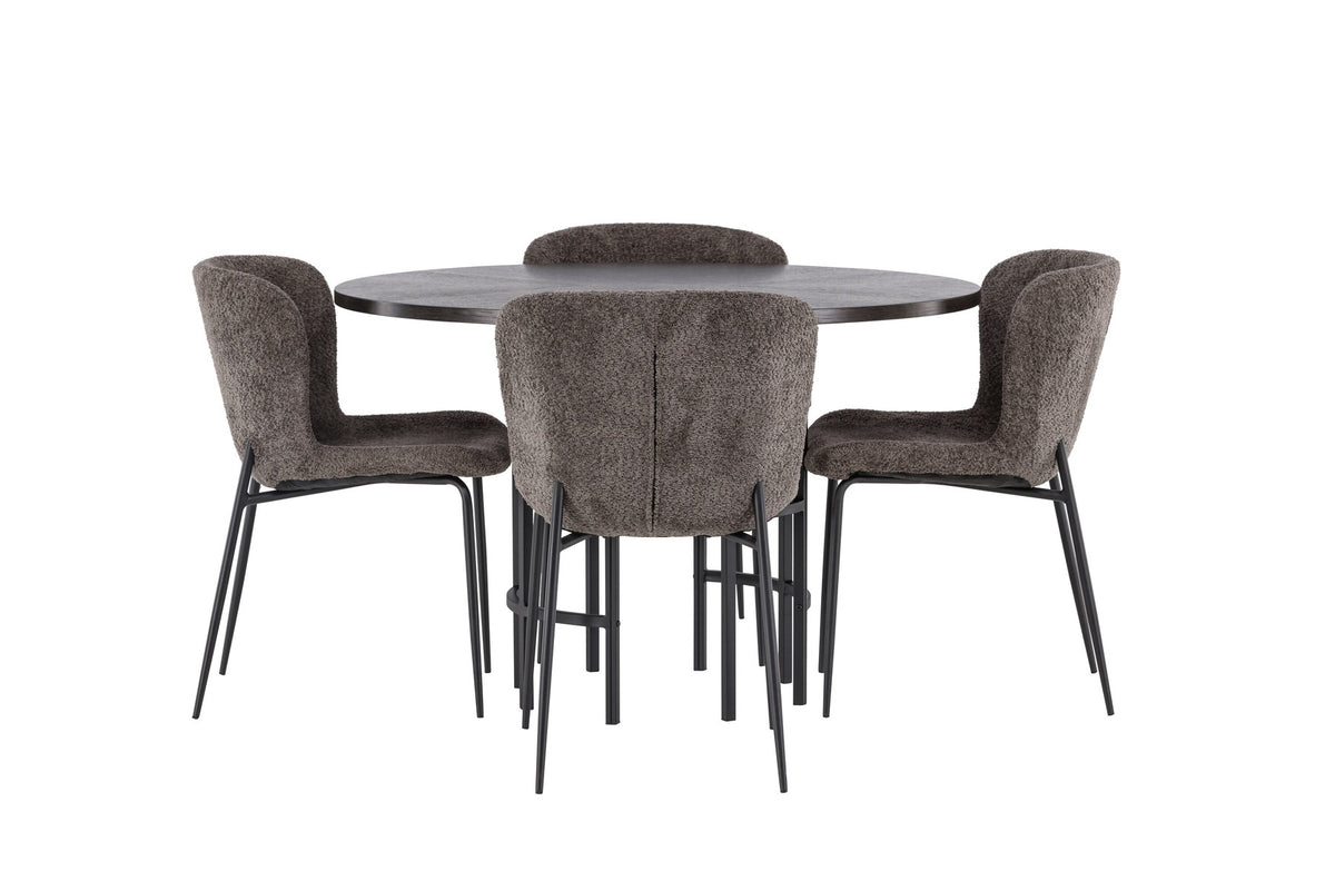 Esszimmerset Copenhagen + Modesto ⌀115cm/4St. in Mocca / Dunkelbraun / Schwarz präsentiert im Onlineshop von KAQTU Design AG. Esszimmerset ist von Venture Home
