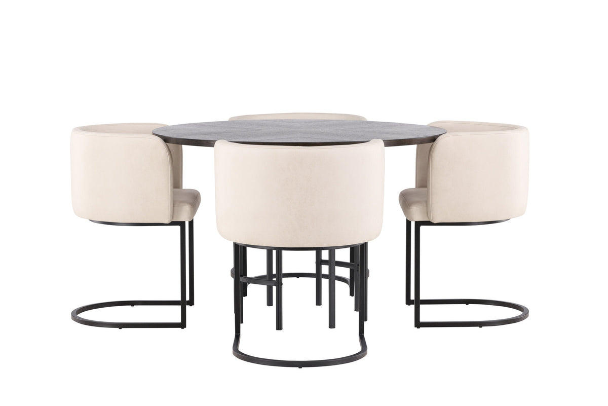 Esszimmerset Copenhagen + Simrishamn ⌀115cm/4St. in Mocca / Beige / Schwarz präsentiert im Onlineshop von KAQTU Design AG. Esszimmerset ist von Venture Home