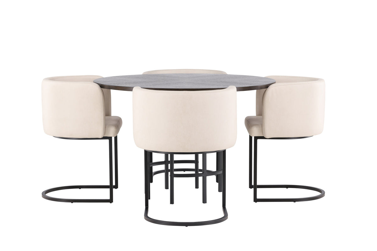 Esszimmerset Copenhagen + Simrishamn ⌀115cm/4St. in Mocca / Beige / Schwarz präsentiert im Onlineshop von KAQTU Design AG. Esszimmerset ist von Venture Home