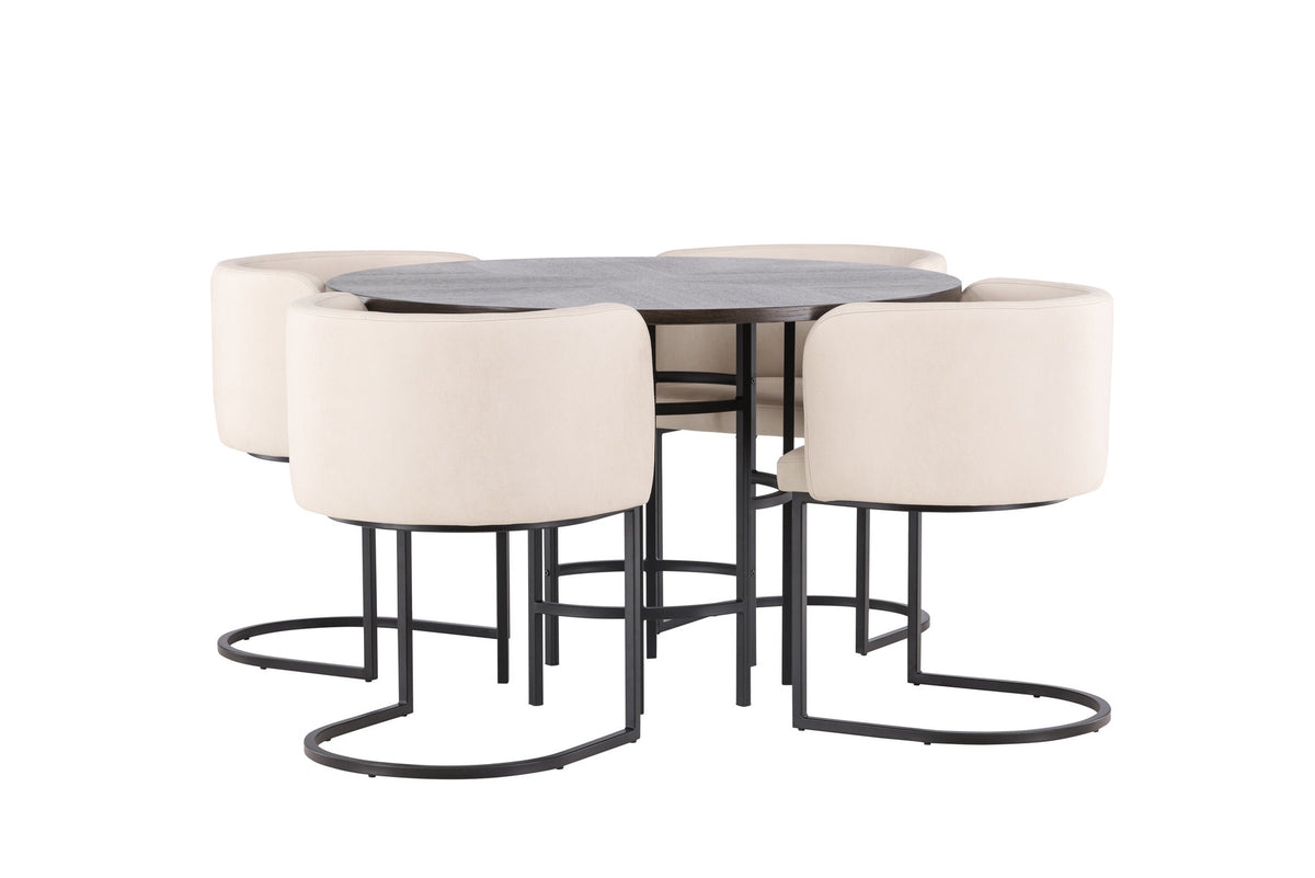Esszimmerset Copenhagen + Simrishamn ⌀115cm/4St. in Mocca / Beige / Schwarz präsentiert im Onlineshop von KAQTU Design AG. Esszimmerset ist von Venture Home