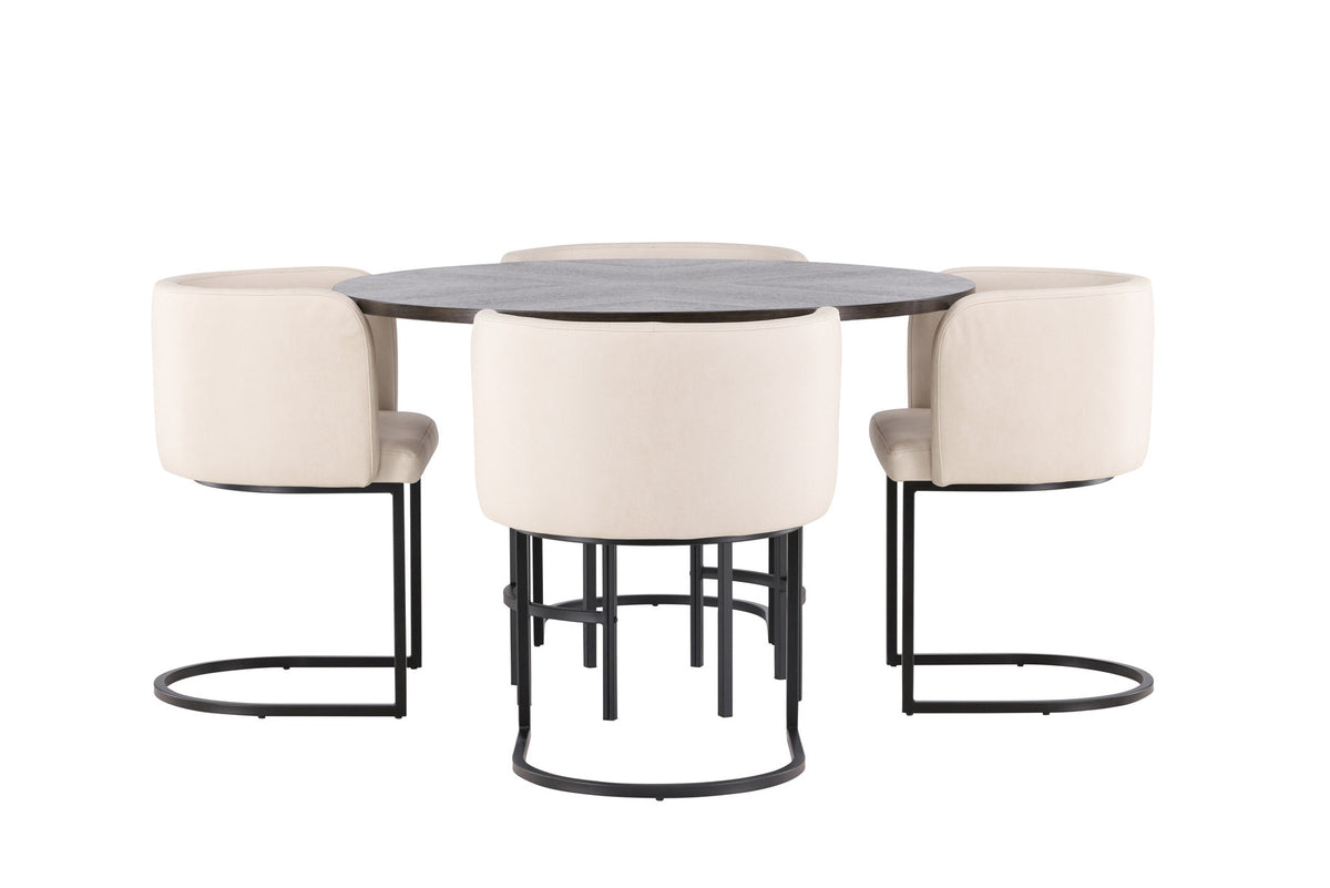 Esszimmerset Copenhagen + Simrishamn ⌀115cm/4St. in Mocca / Beige / Schwarz präsentiert im Onlineshop von KAQTU Design AG. Esszimmerset ist von Venture Home