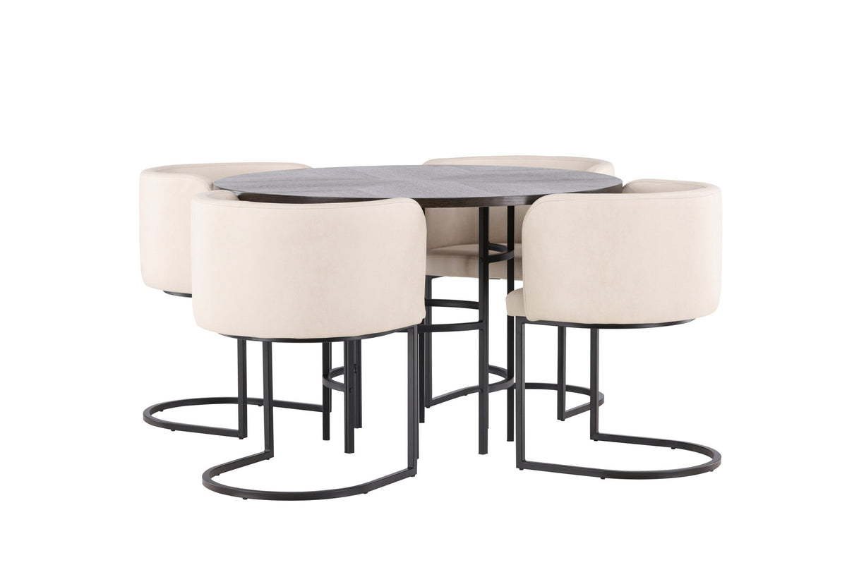 Esszimmerset Copenhagen + Simrishamn ⌀115cm/4St. in Mocca / Beige / Schwarz präsentiert im Onlineshop von KAQTU Design AG. Esszimmerset ist von Venture Home