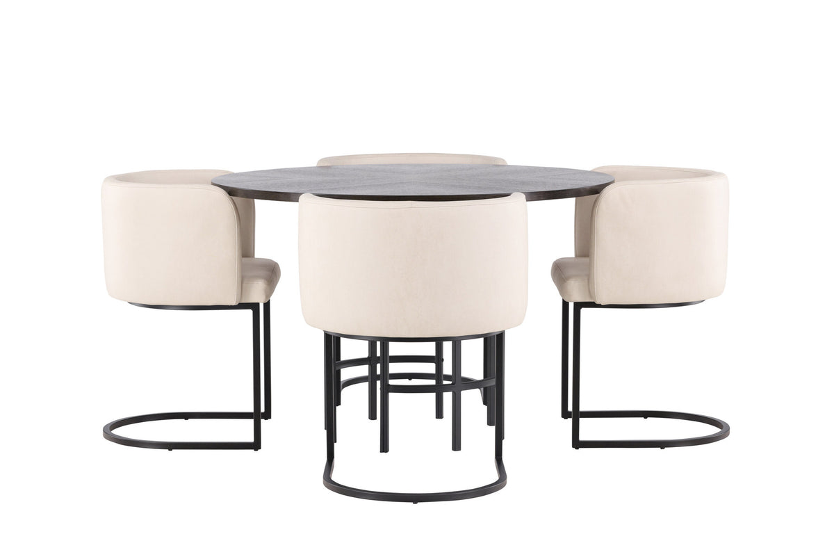 Esszimmerset Copenhagen + Simrishamn ⌀115cm/4St. in Mocca / Beige / Schwarz präsentiert im Onlineshop von KAQTU Design AG. Esszimmerset ist von Venture Home