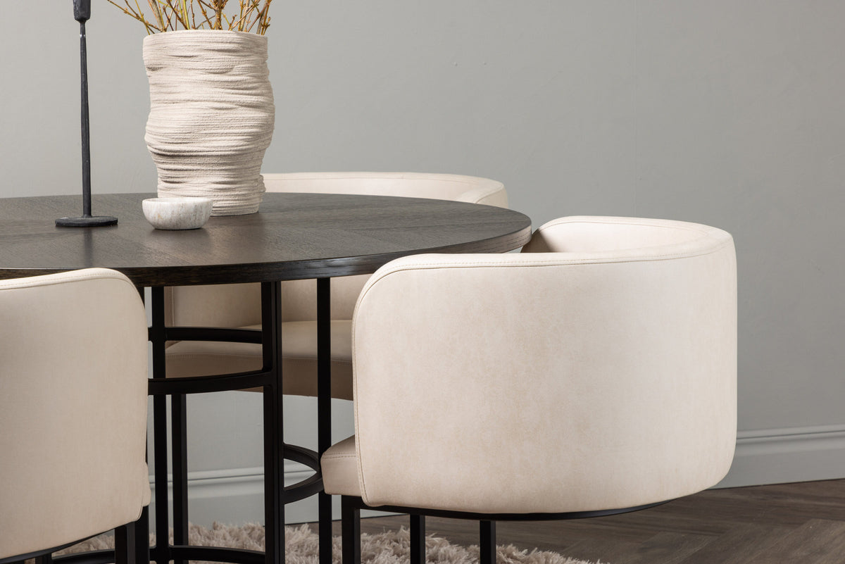 Esszimmerset Copenhagen + Simrishamn ⌀115cm/4St. in Mocca / Beige / Schwarz präsentiert im Onlineshop von KAQTU Design AG. Esszimmerset ist von Venture Home