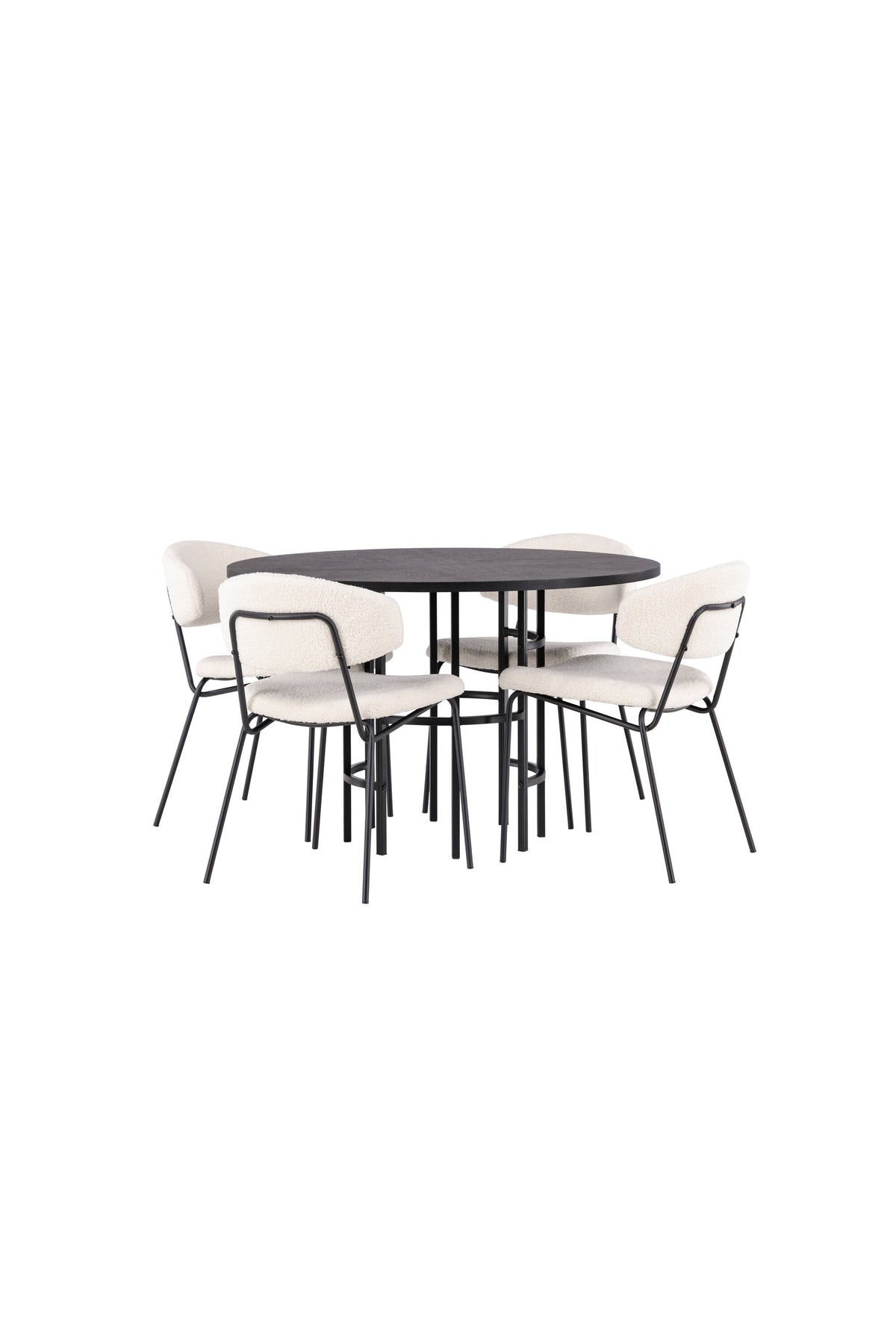 Esszimmerset Copenhagen + Chico ⌀115cm/4St. in Weiss / Schwarz präsentiert im Onlineshop von KAQTU Design AG. Esszimmerset ist von Venture Home