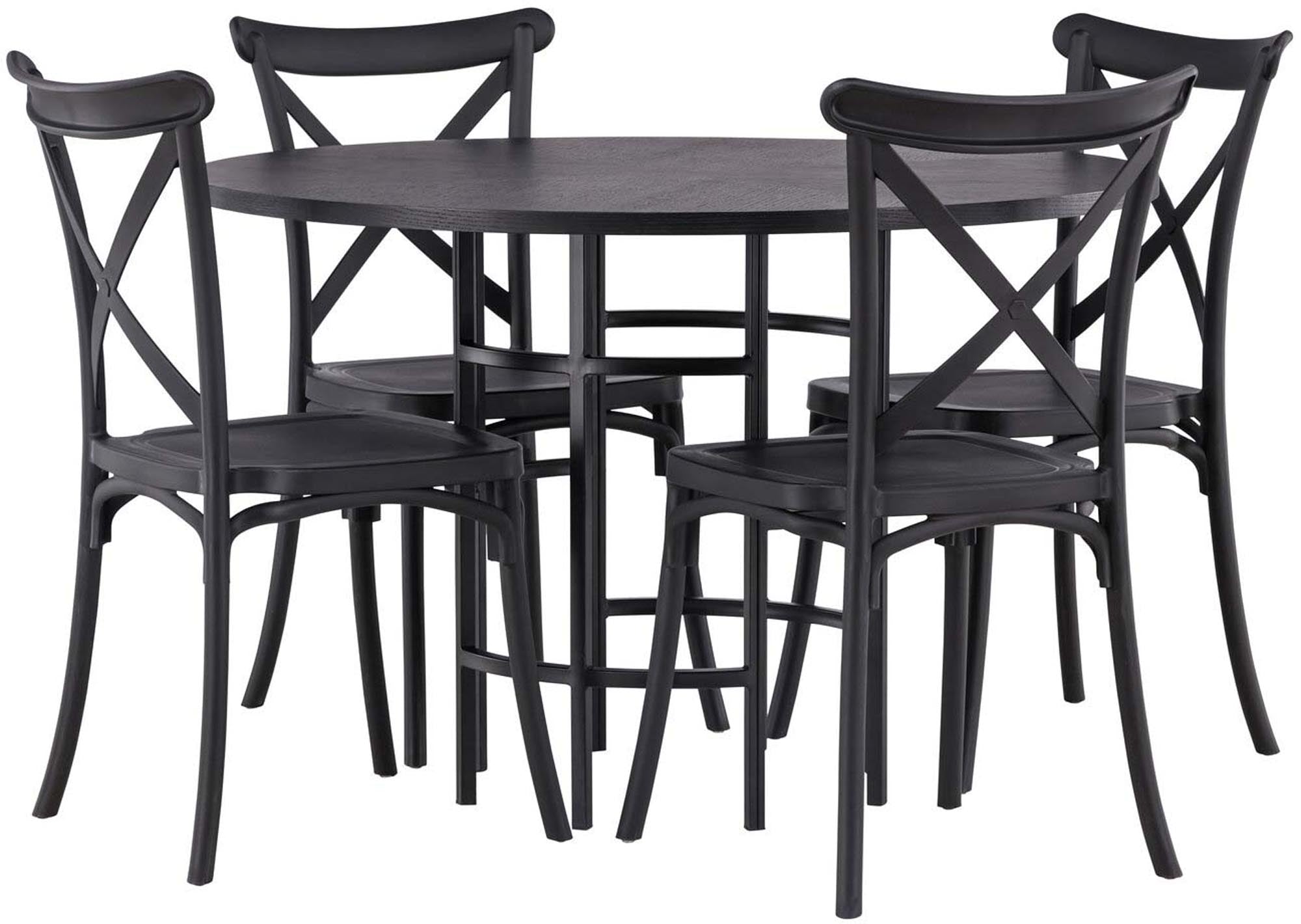 Modernes Esszimmerset Copenhagen + Crosett: Stilvoller Tisch und komfortable Stühle für gesellige Abende und entspannte Mahlzeiten.