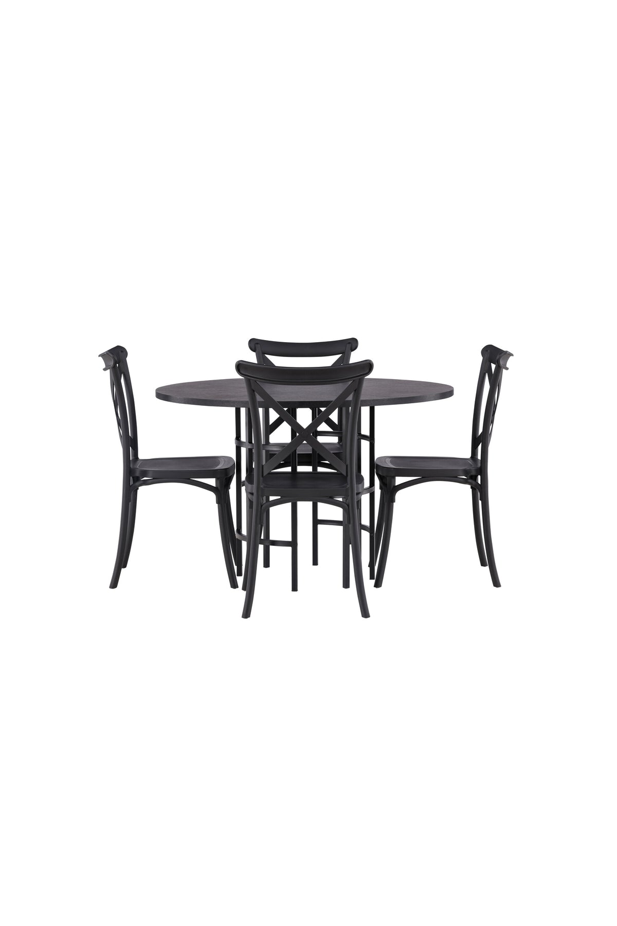 Esszimmerset Copenhagen + Crosett ⌀115cm/4St. in Schwarz präsentiert im Onlineshop von KAQTU Design AG. Esszimmerset ist von Venture Home