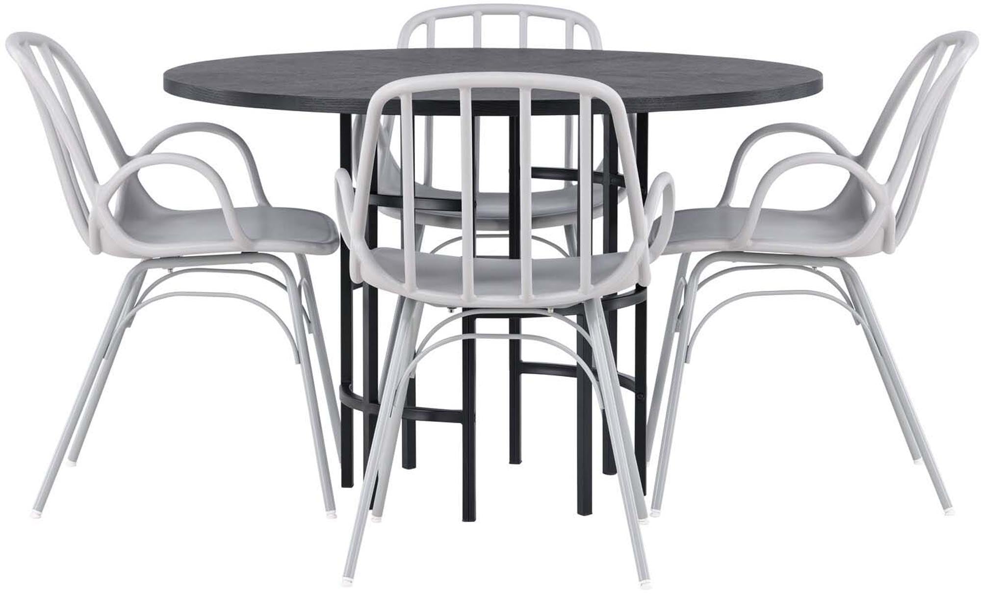 Elegantes Esszimmerset: Runder Tisch Dyrön mit 4 Stühlen von Venture.