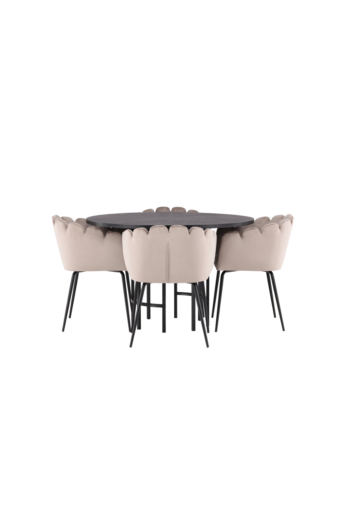 Esszimmerset Copenhagen + Limhamn ⌀115cm/4St. in Schwarz / Beige präsentiert im Onlineshop von KAQTU Design AG. Esszimmerset ist von Venture Home