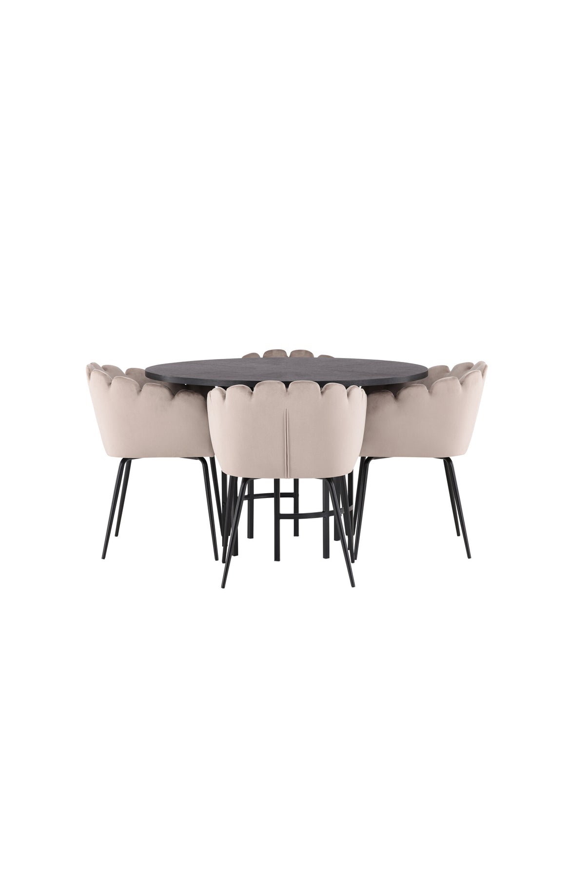 Esszimmerset Copenhagen + Limhamn ⌀115cm/4St. in Schwarz / Beige präsentiert im Onlineshop von KAQTU Design AG. Esszimmerset ist von Venture Home