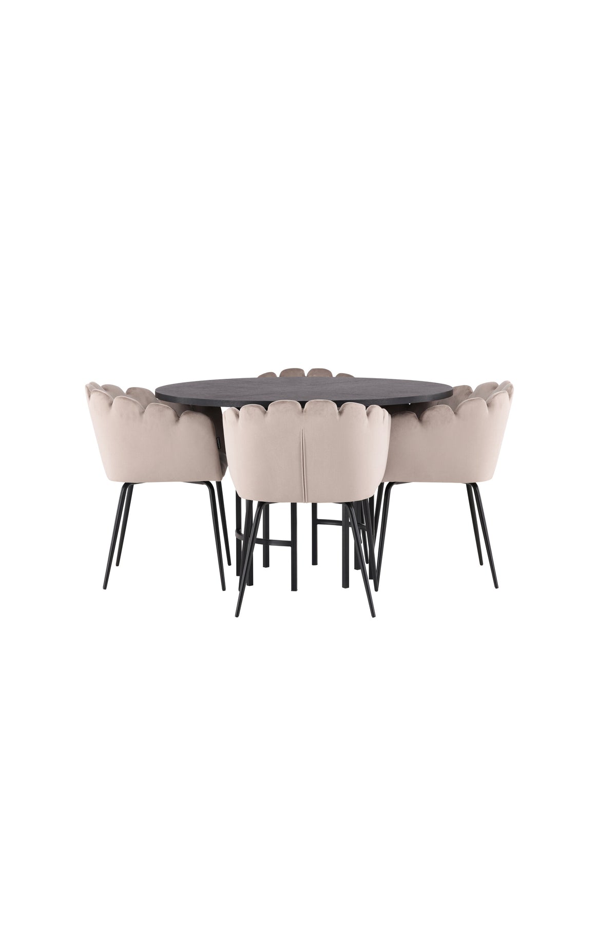 Esszimmerset Copenhagen + Limhamn ⌀115cm/4St. in Schwarz / Beige präsentiert im Onlineshop von KAQTU Design AG. Esszimmerset ist von Venture Home