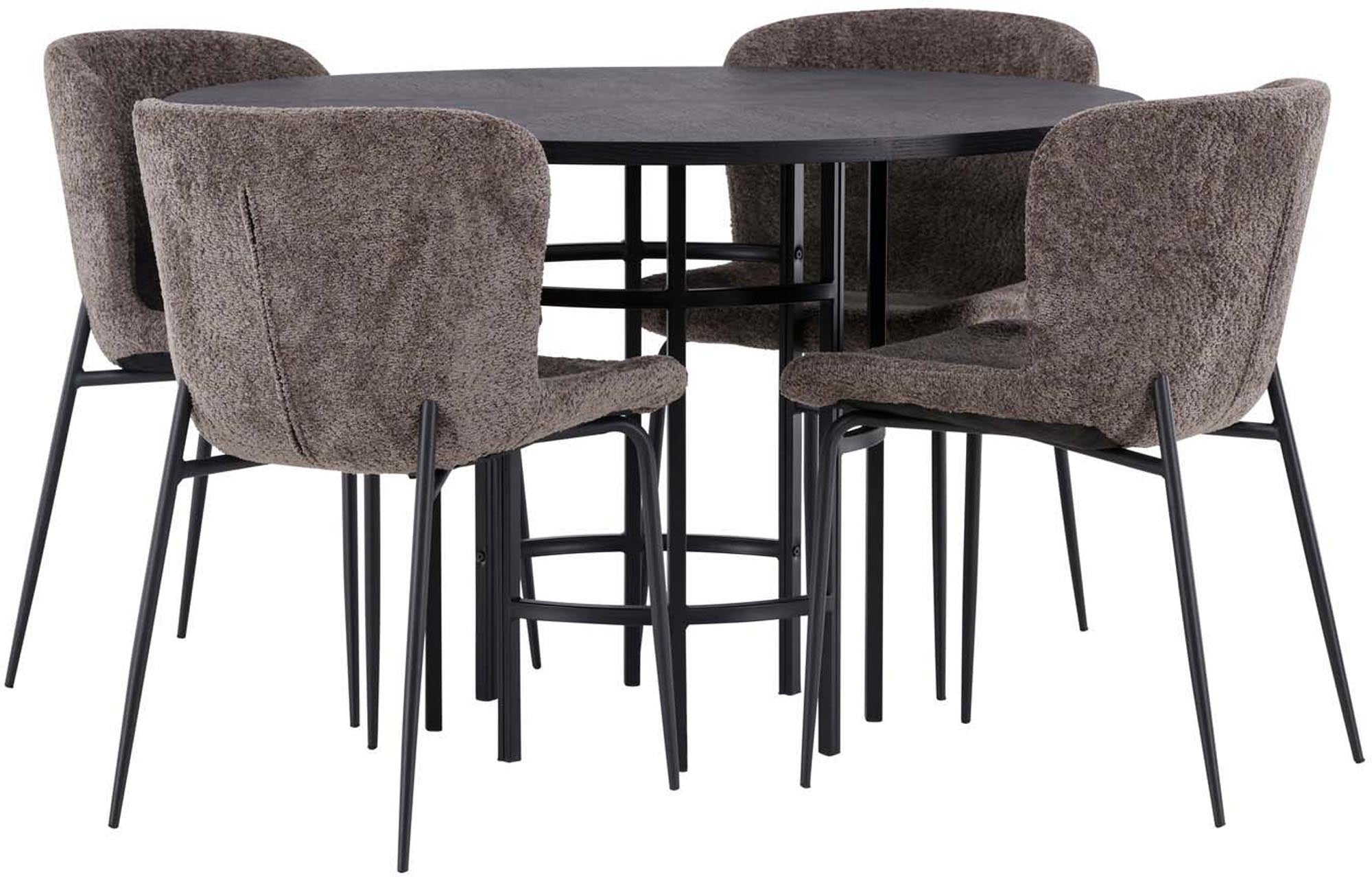 Modernes Esszimmerset Copenhagen + Modesto mit eleganter Tischplatte und bequemen Stühlen, perfekt für stilvolle Dinner und gemütliche Zusammenkünfte.