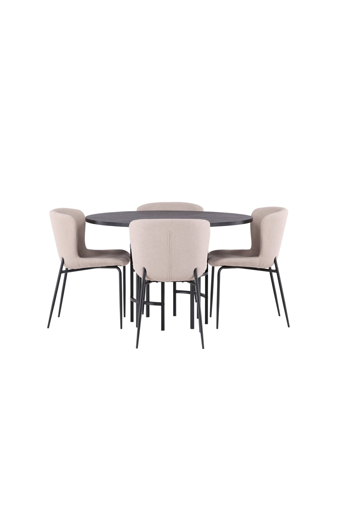 Esszimmerset Copenhagen + Modesto ⌀115cm/4St. in Beige / Schwarz präsentiert im Onlineshop von KAQTU Design AG. Esszimmerset ist von Venture Home
