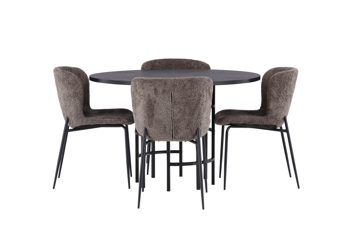 Esszimmerset Copenhagen + Modesto ⌀115cm/4St. in Dunkelbraun / Schwarz präsentiert im Onlineshop von KAQTU Design AG. Esszimmerset ist von Venture Home