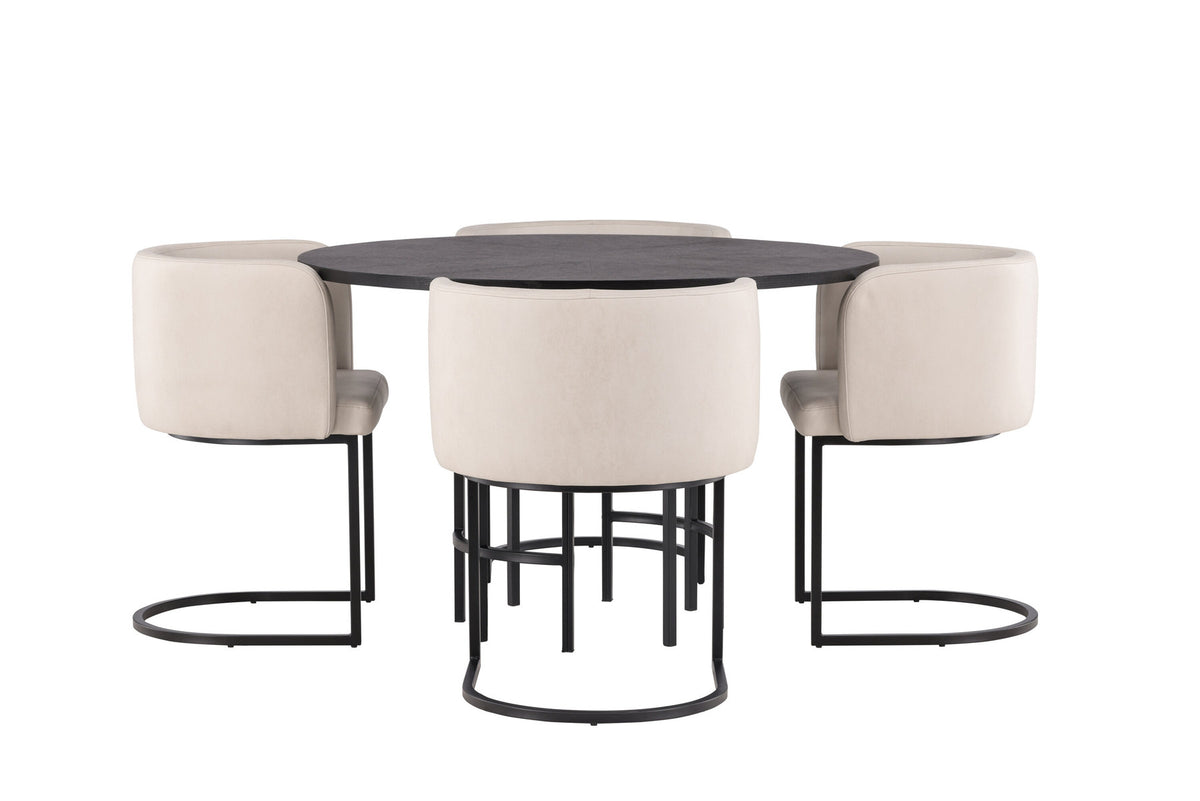 Esszimmerset Copenhagen + Simrishamn ⌀115cm/4St. in Beige / Schwarz präsentiert im Onlineshop von KAQTU Design AG. Esszimmerset ist von Venture Home