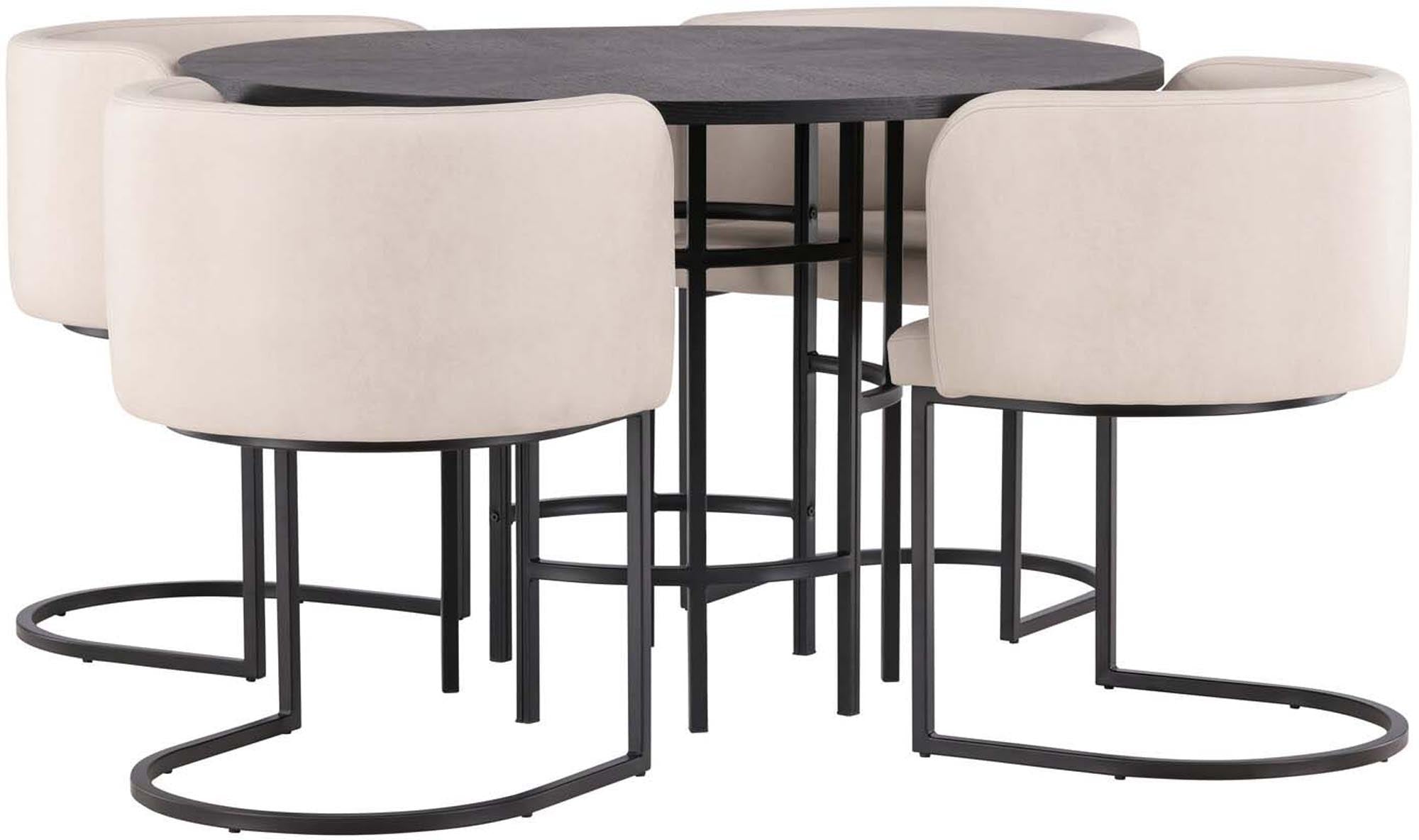 Stilvolles Esszimmerset Copenhagen + Simrishamn: runder Tisch und bequeme Stühle für unvergessliche Momente mit Familie und Freunden.