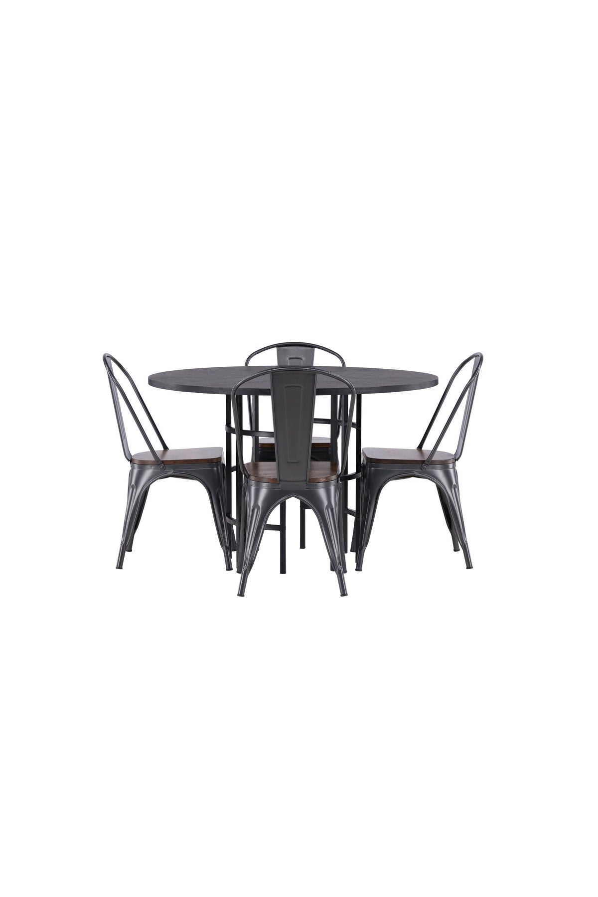 Esszimmerset Copenhagen + Tempe ⌀115cm/4St. in Dunkelgrau / Walnuss präsentiert im Onlineshop von KAQTU Design AG. Esszimmerset ist von Venture Home