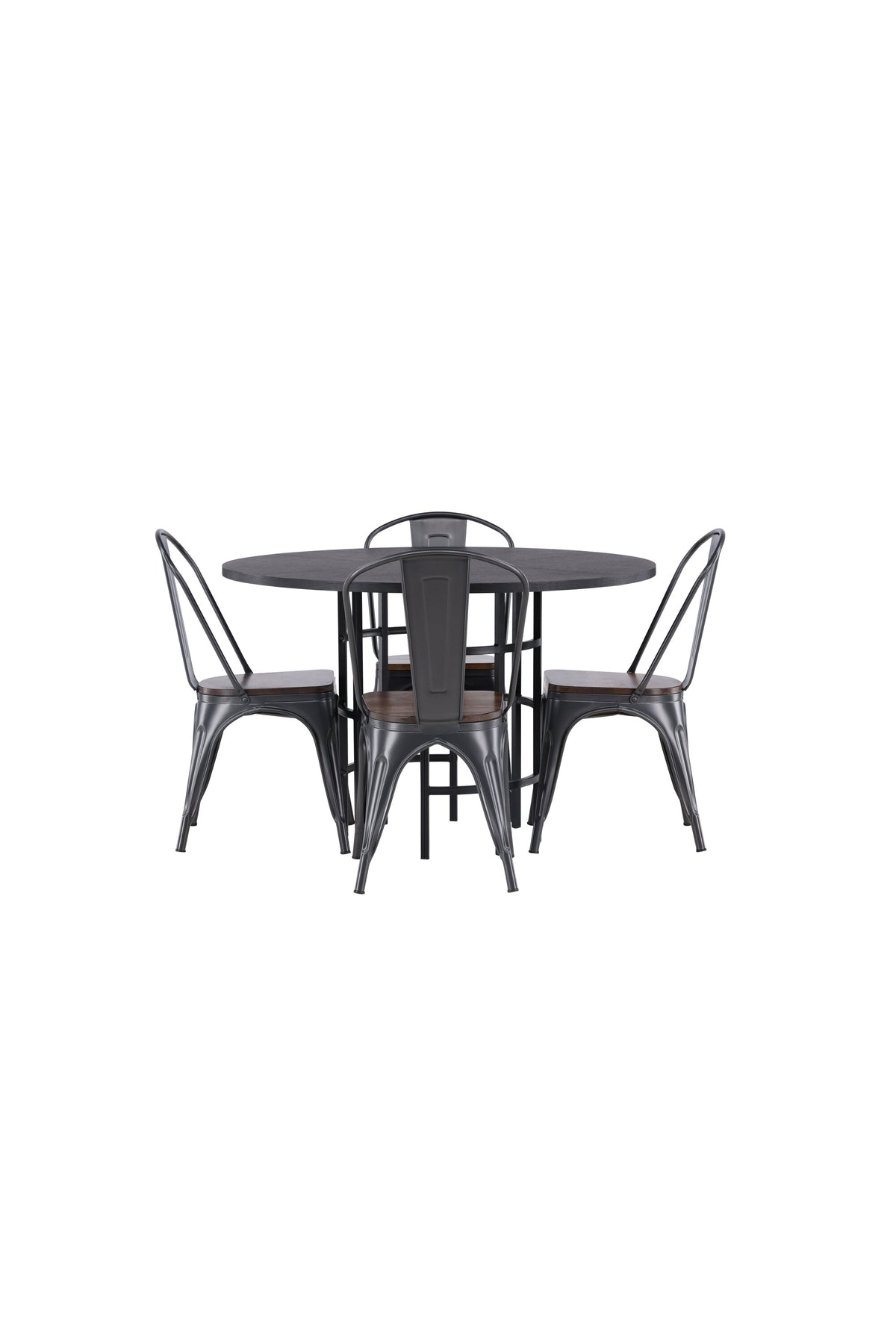 Esszimmerset Copenhagen + Tempe ⌀115cm/4St. in Dunkelgrau / Walnuss präsentiert im Onlineshop von KAQTU Design AG. Esszimmerset ist von Venture Home