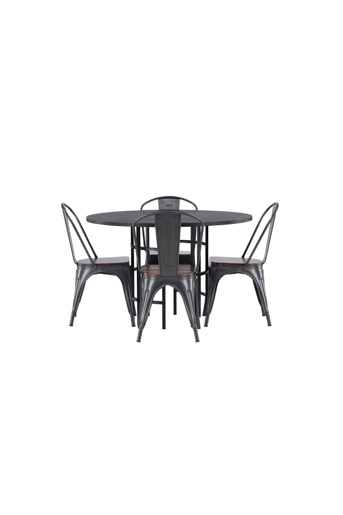 Esszimmerset Copenhagen + Tempe ⌀115cm/4St. in Dunkelgrau / Walnuss präsentiert im Onlineshop von KAQTU Design AG. Esszimmerset ist von Venture Home
