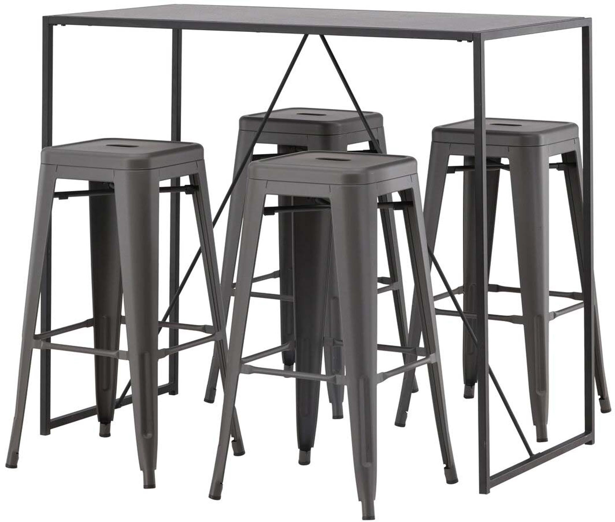 Erleben Sie das Brea Barset + Tempe 120cm – stilvolle Barhocker und ein eleganter Bartisch für Ihr Zuhause, ideal für gesellige Anlässe.