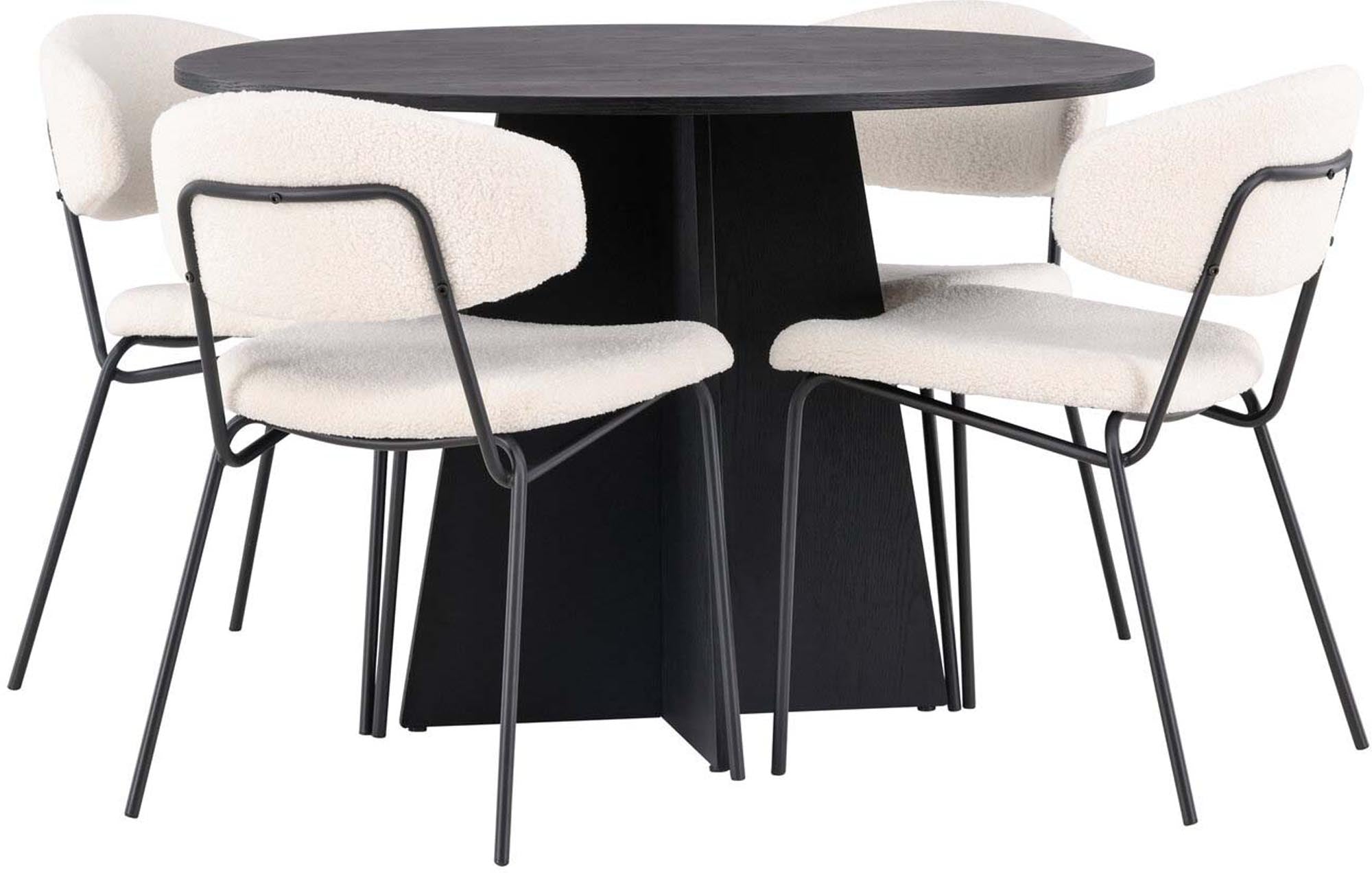 Venture Home: Bootcut Esszimmerset für 4, mit rundem Tisch, modern.