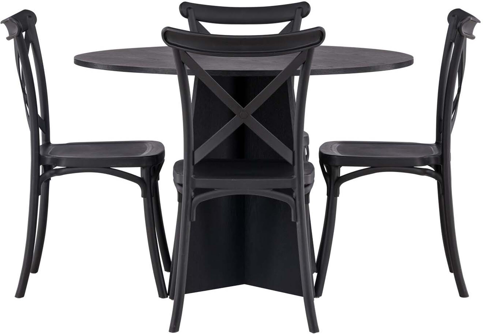 Elegantes Bootcut Esszimmerset mit Crosett Stühlen, ideal für gesellige Runden und stilvolle Akzente in Ihrem Essbereich.