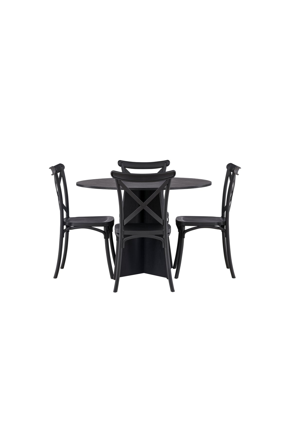 Bootcut Esszimmerset + Crosett ⌀110cm/4St. in Schwarz präsentiert im Onlineshop von KAQTU Design AG. Esszimmerset ist von Venture Home