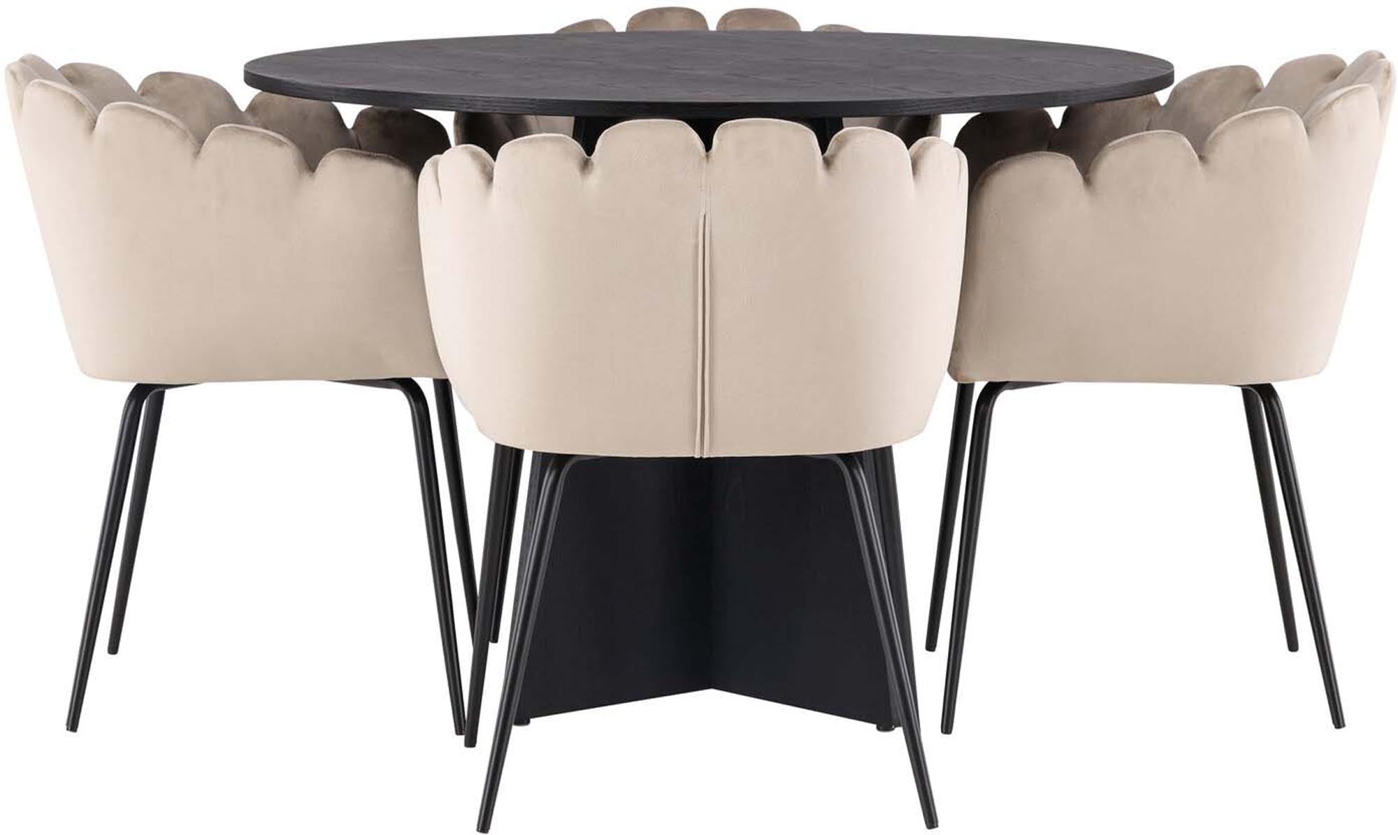 Stilvolles Bootcut Esszimmerset mit Limhamn Tisch, 4 Stühle, Ø110cm.