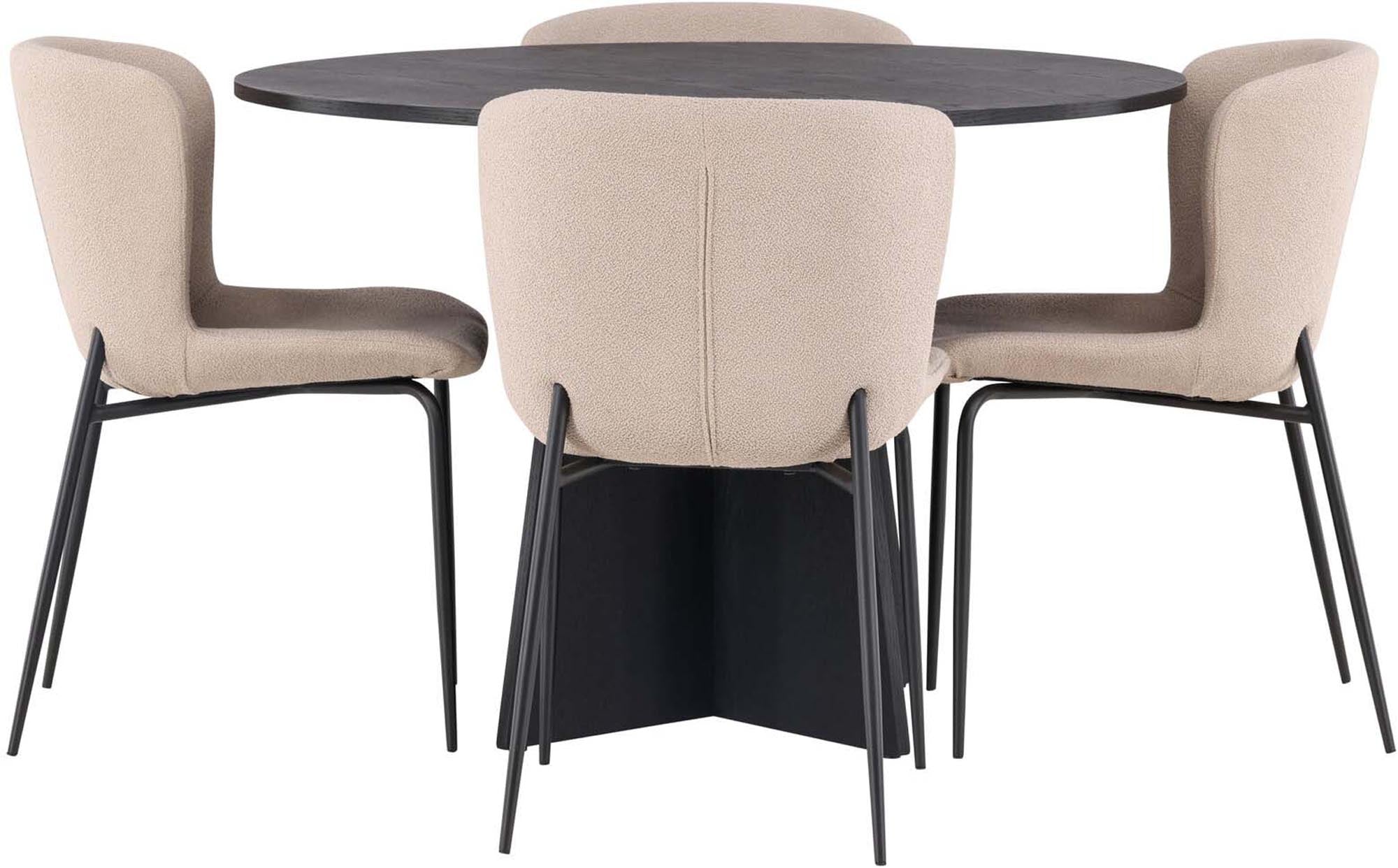 Elegantes Esszimmerset: Modesto Tisch & 4 Bootcut Stühle, 110cm.