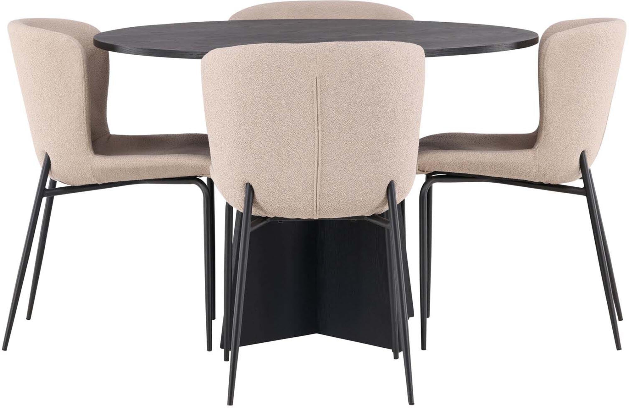 Elegantes Esszimmerset: Modesto Tisch & 4 Bootcut Stühle, 110cm.