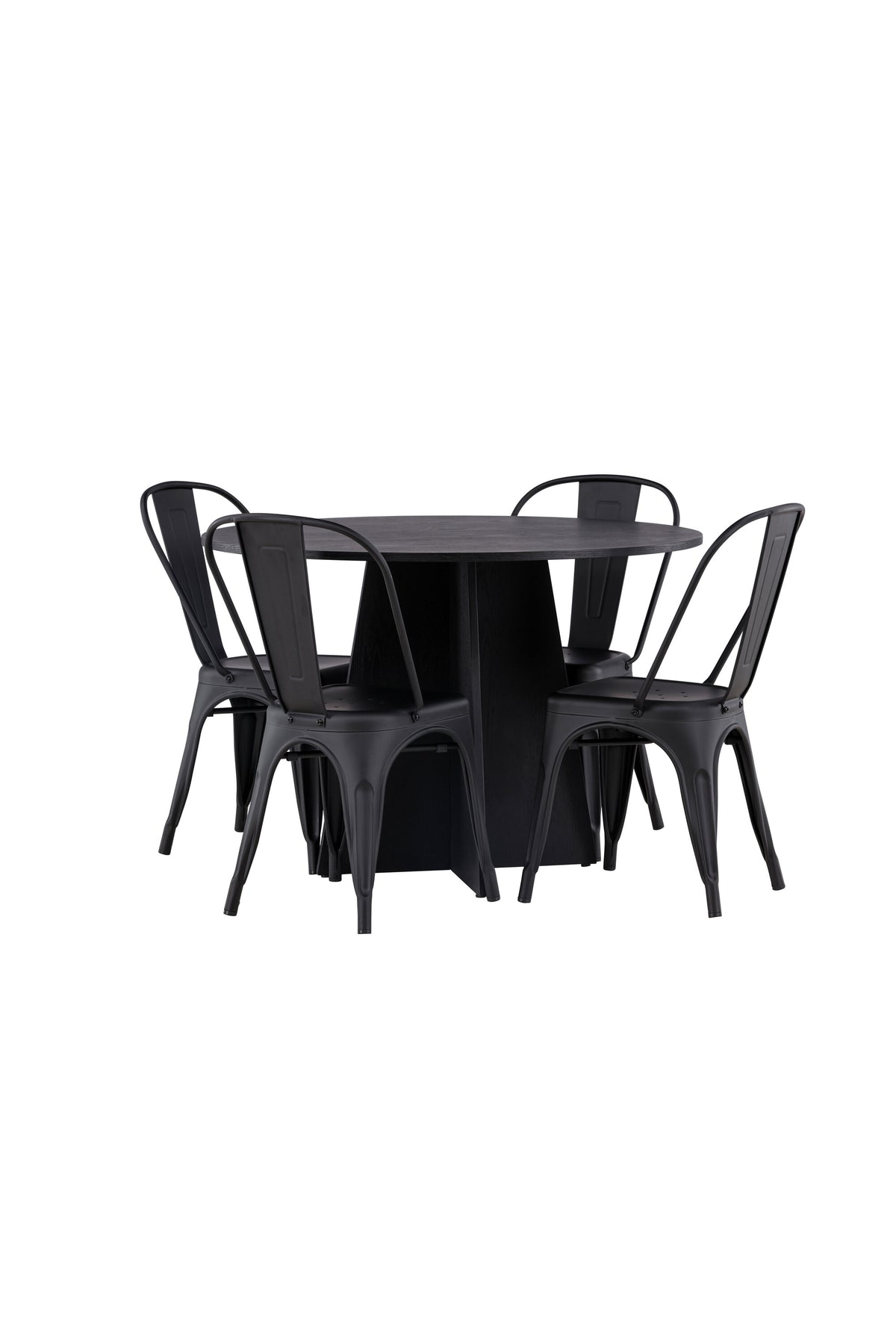 Bootcut Esszimmerset + Tempe ⌀110cm/4St. in Schwarz präsentiert im Onlineshop von KAQTU Design AG. Esszimmerset ist von Venture Home
