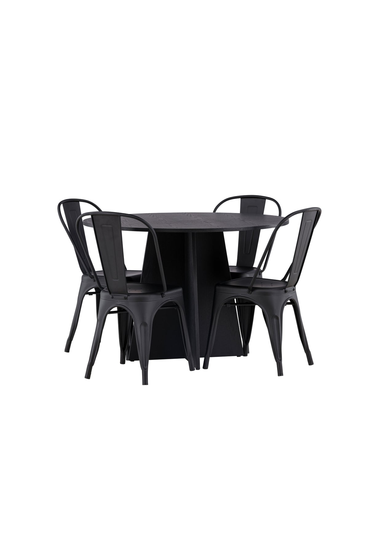 Bootcut Esszimmerset + Tempe ⌀110cm/4St. in Schwarz präsentiert im Onlineshop von KAQTU Design AG. Esszimmerset ist von Venture Home
