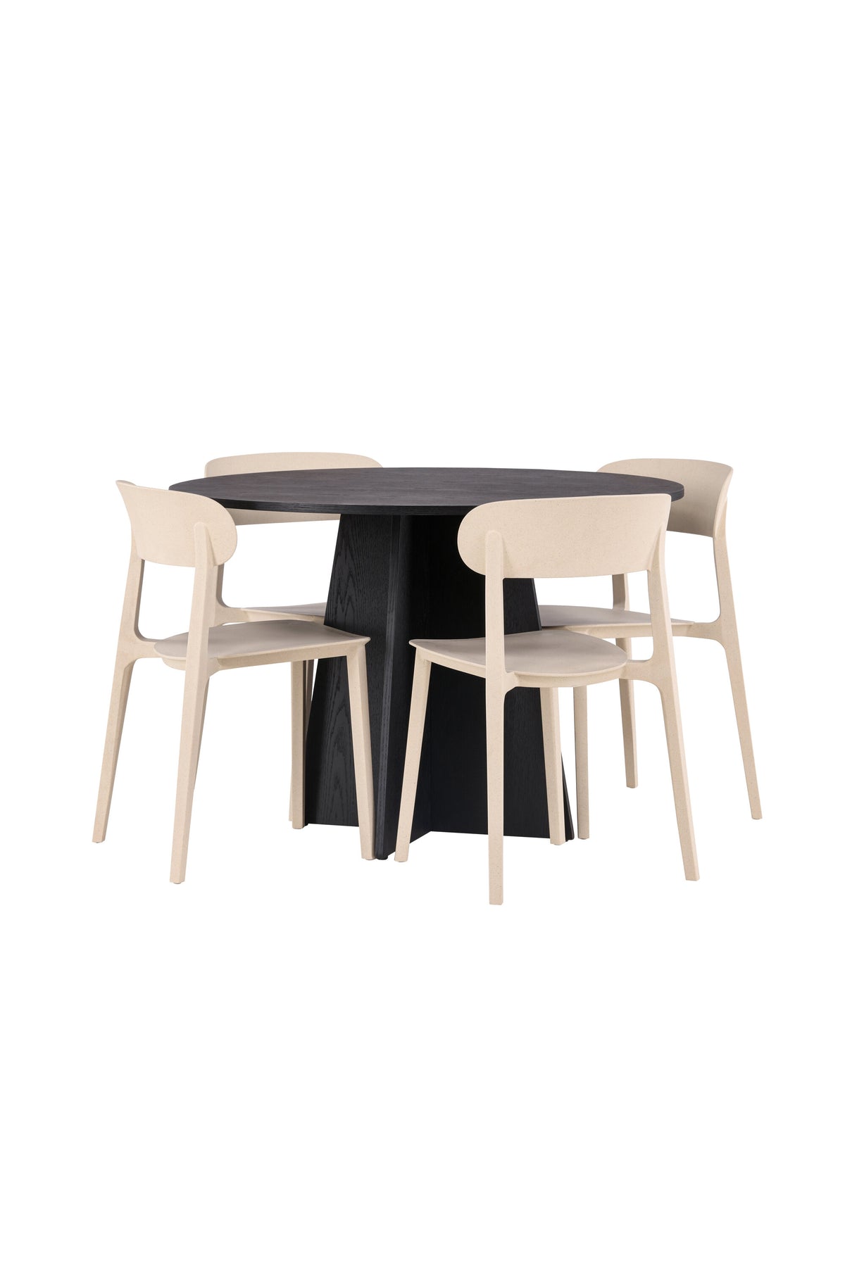 Bootcut Esszimmerset + Astol ⌀110cm/4St. in Beige präsentiert im Onlineshop von KAQTU Design AG. Esszimmerset ist von Venture Home