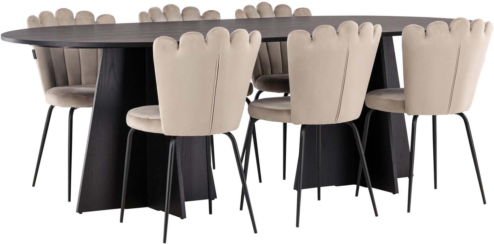 Elegantes Esszimmerset Bootcut mit 6 Limhamn Stühlen, 230cm, vereint Komfort und modernes Design für gesellige Abende.