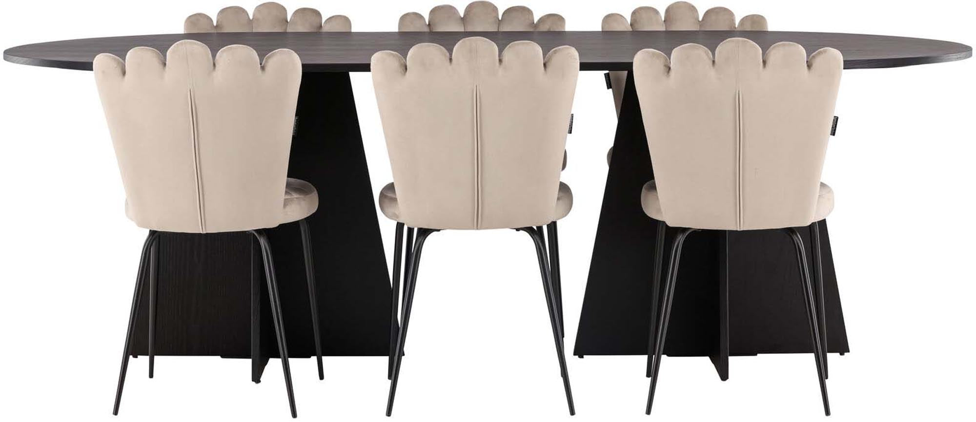 Elegantes Esszimmerset Bootcut 230cm mit 6 Limhamn Stühlen.