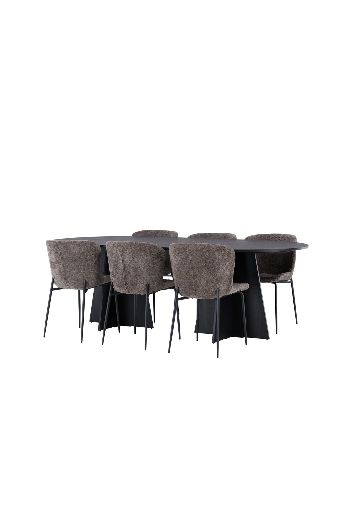 Bootcut Esszimmerset + Modesto 230cm/6St. in Schwarz, Dunkelgrau präsentiert im Onlineshop von KAQTU Design AG. Esszimmerset ist von Venture Home