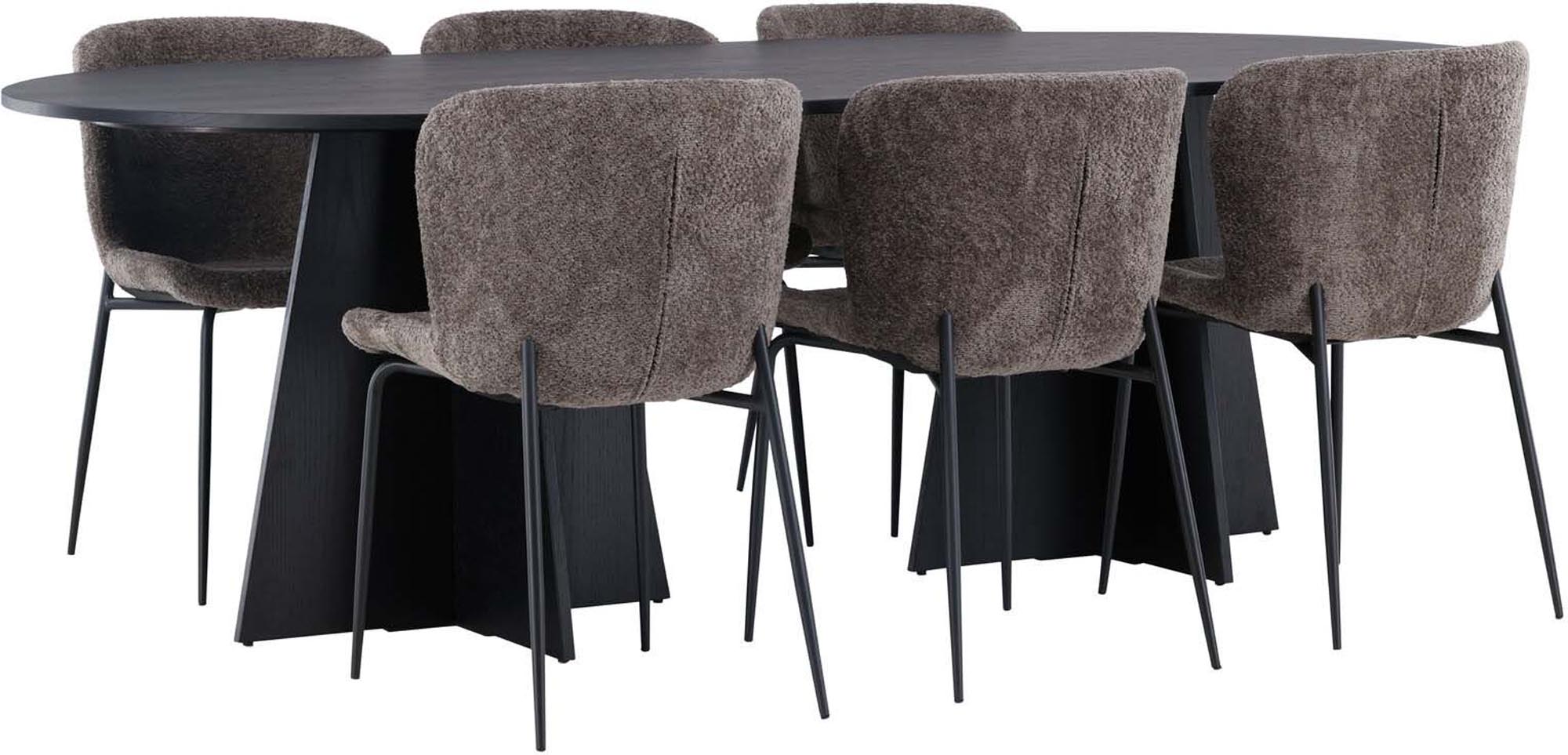 Elegantes Bootcut Esszimmerset von Venture Home mit ovalem Tisch und stilvollen Modesto-Stühlen für gesellige Abende und modernen Komfort.