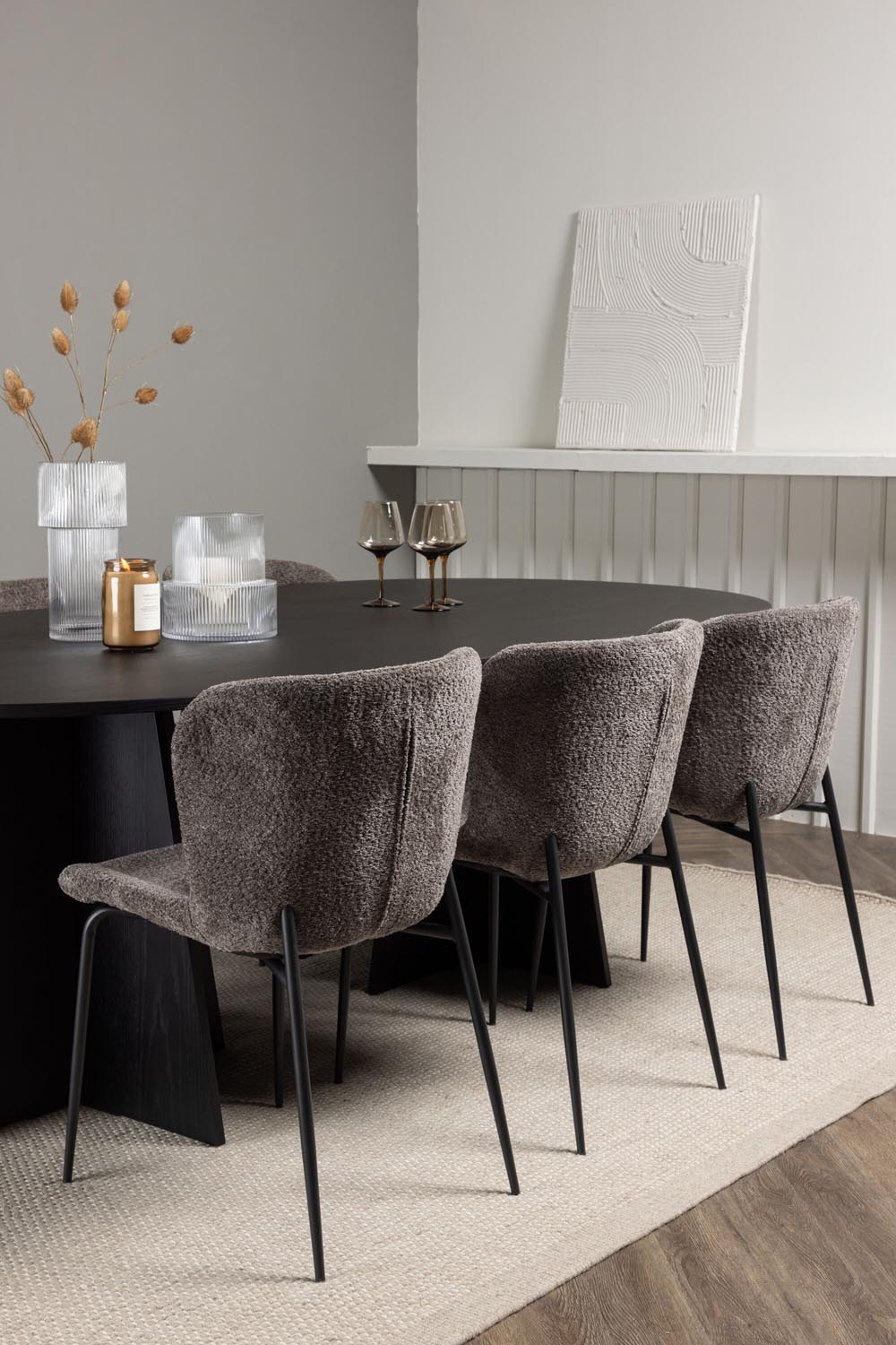 Bootcut Esszimmerset + Modesto 230cm/6St. in Beige, Schwarz präsentiert im Onlineshop von KAQTU Design AG. Esszimmerset ist von Venture Home