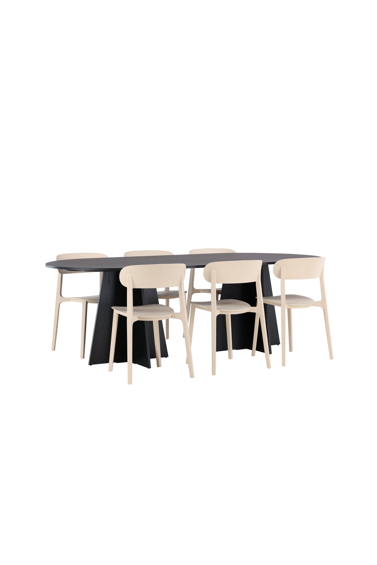 Bootcut Oval Esstisch + 6 x Åstol Esszimmerstuhl in präsentiert im Onlineshop von KAQTU Design AG. Esszimmerset ist von Venture Home