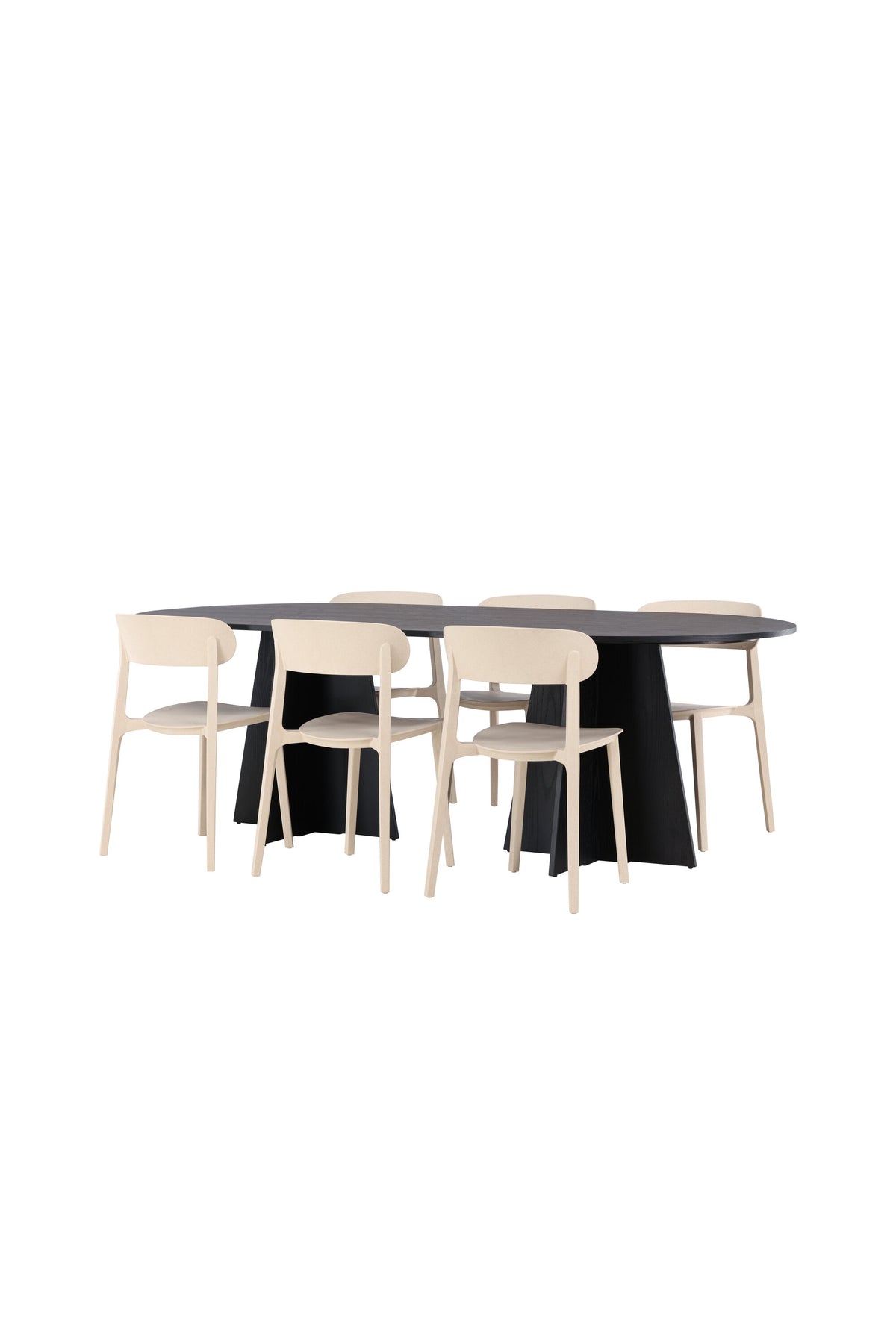 Bootcut Oval Esstisch + 6 x Åstol Esszimmerstuhl in präsentiert im Onlineshop von KAQTU Design AG. Esszimmerset ist von Venture Home