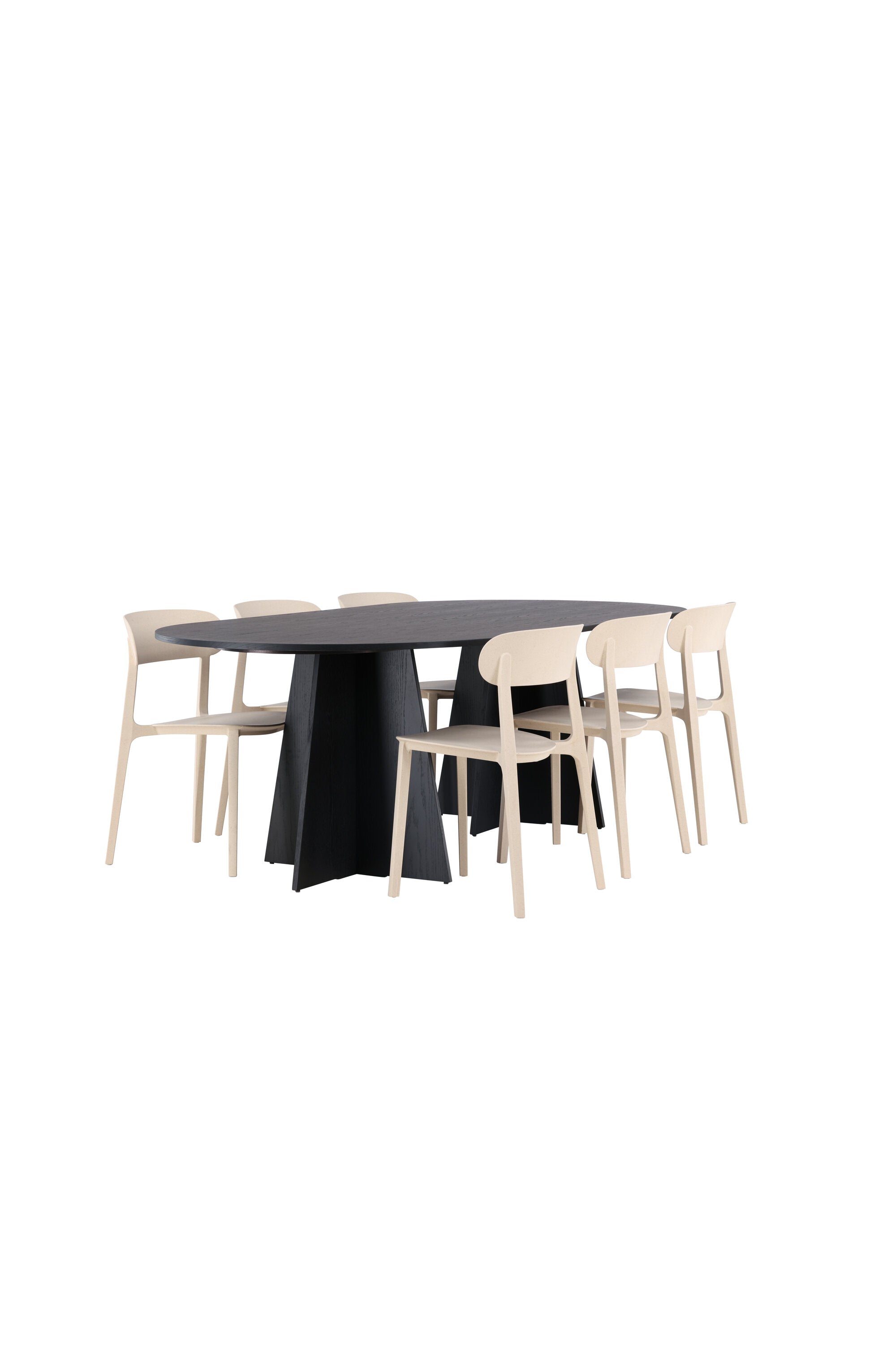 Bootcut Oval Esstisch + 6 x Åstol Esszimmerstuhl in präsentiert im Onlineshop von KAQTU Design AG. Esszimmerset ist von Venture Home