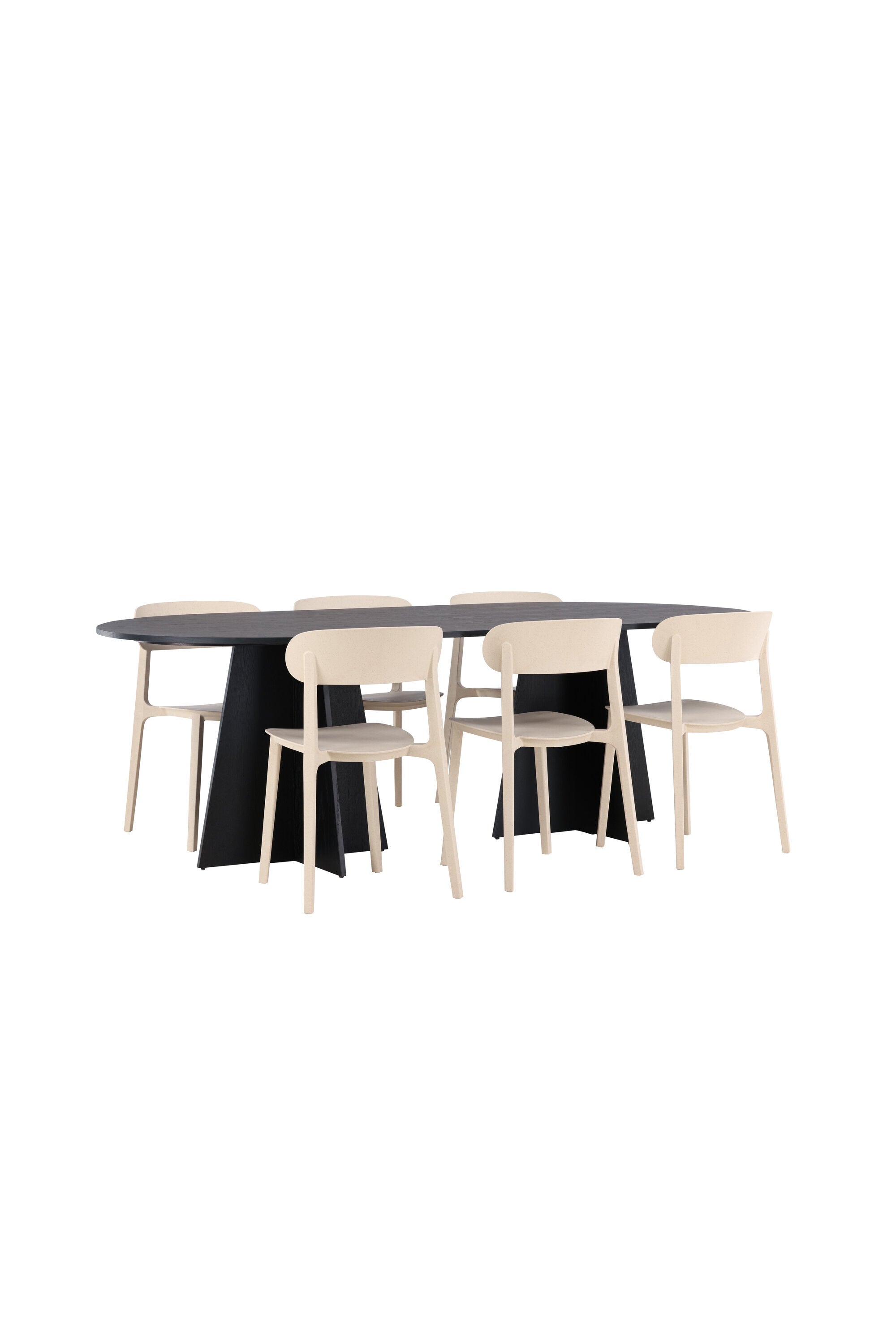 Bootcut Oval Esstisch + 6 x Åstol Esszimmerstuhl in präsentiert im Onlineshop von KAQTU Design AG. Esszimmerset ist von Venture Home