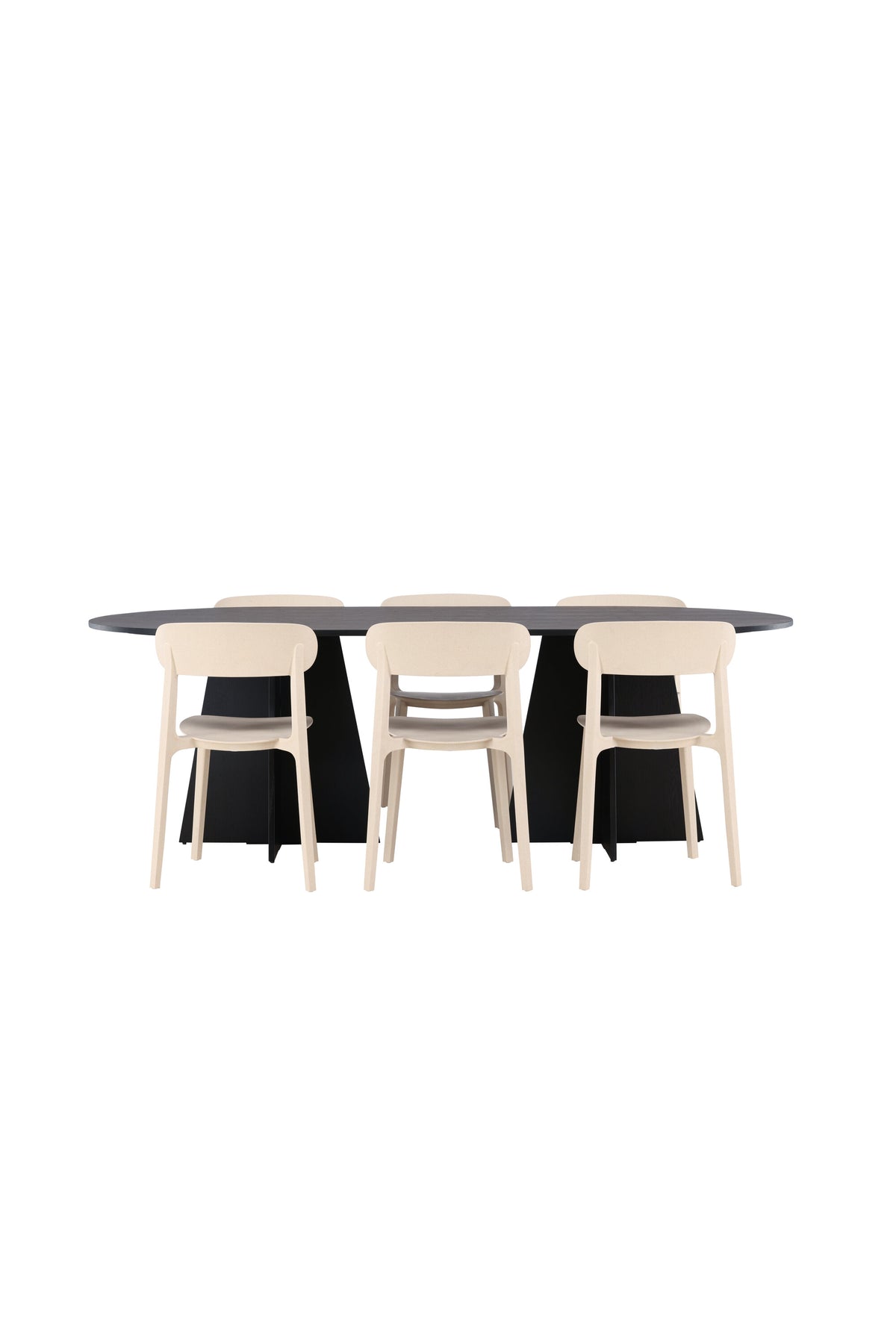 Bootcut Oval Esstisch + 6 x Åstol Esszimmerstuhl in präsentiert im Onlineshop von KAQTU Design AG. Esszimmerset ist von Venture Home