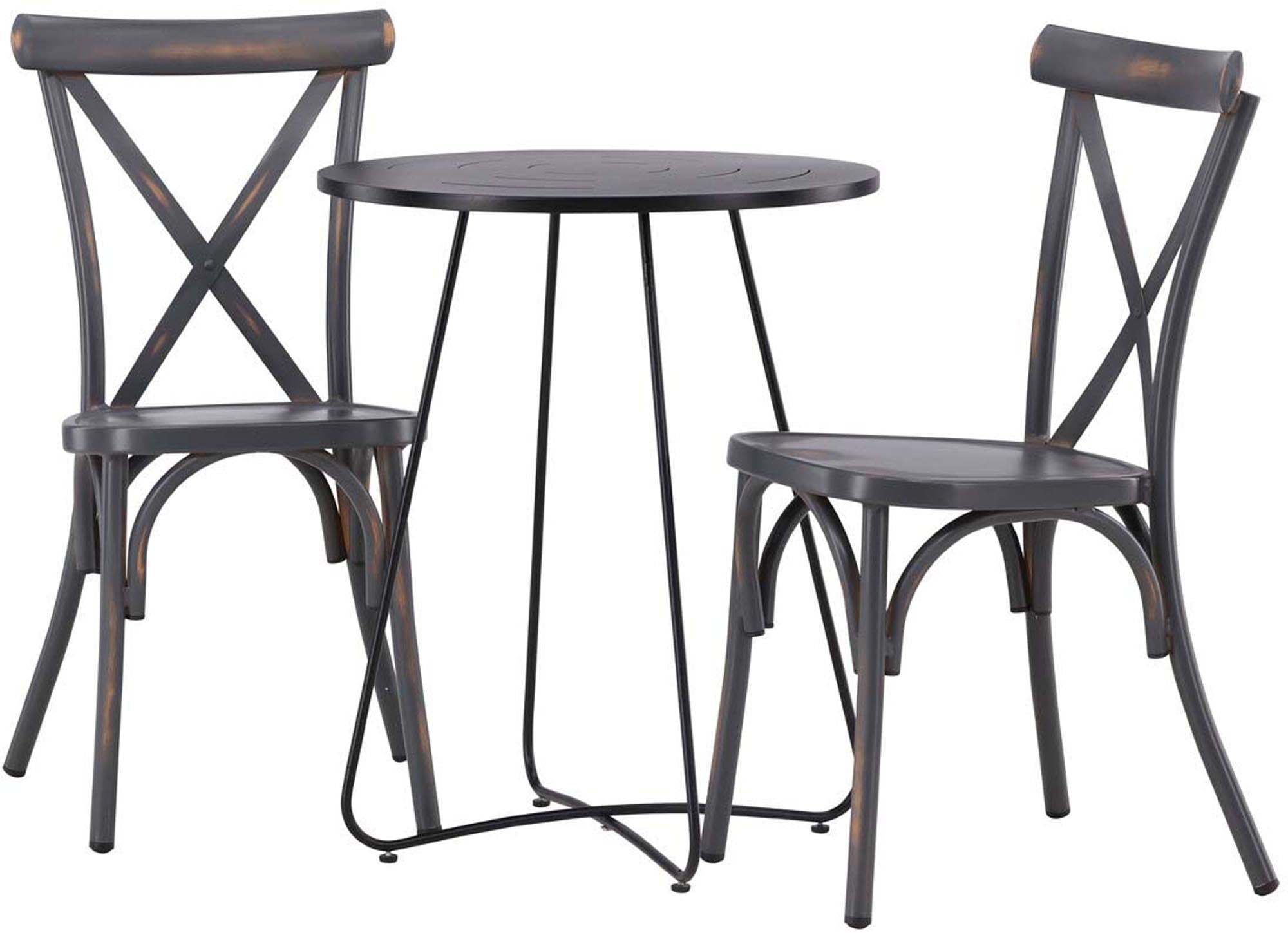 Stilvolles Bacong Outdoor-Tischset von Venture Home mit zwei 60 cm Tischen, perfekt für gesellige Stunden im Freien auf Balkon oder Terrasse.