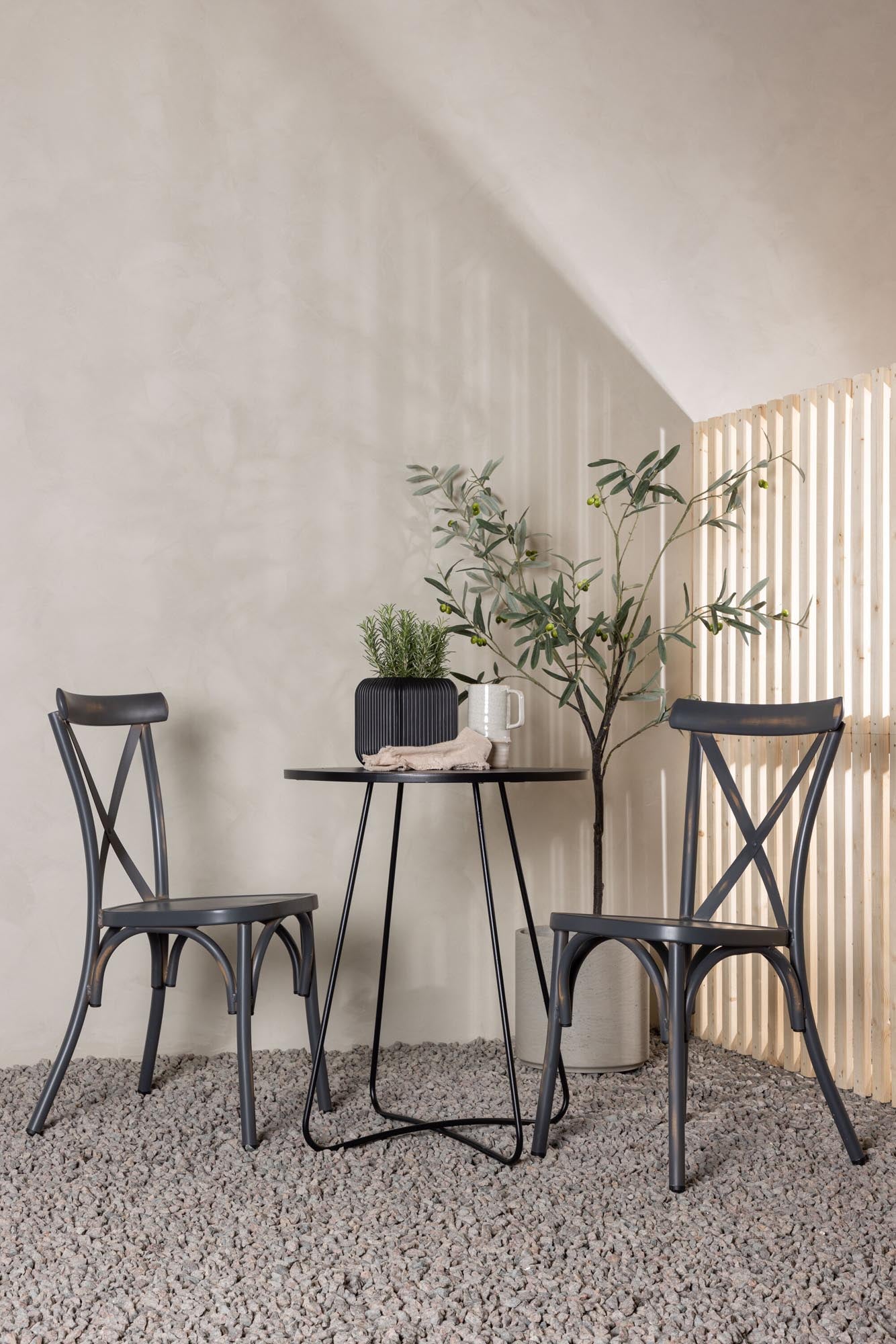 Elegantes Outdoor-Set: 60cm Tisch & 2 Stühle aus robustem Aluminium, ideal für stilvolle Gartenmomente.