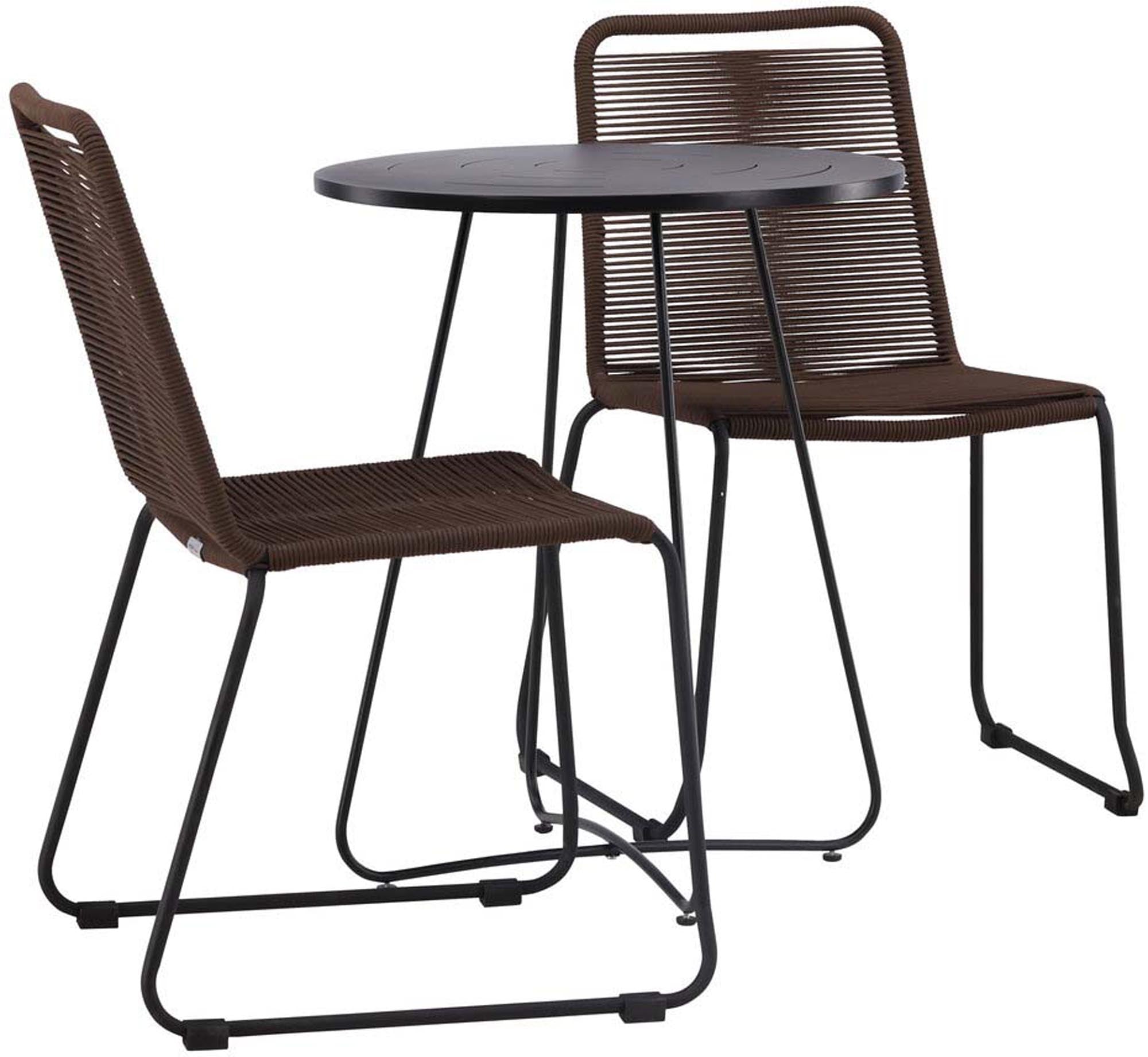 Elegantes Bacong Outdoor-Set mit rundem Lindos-Tisch (⌀60cm) und 2 Stühlen von Venture Home, ideal für Garten oder Balkon.