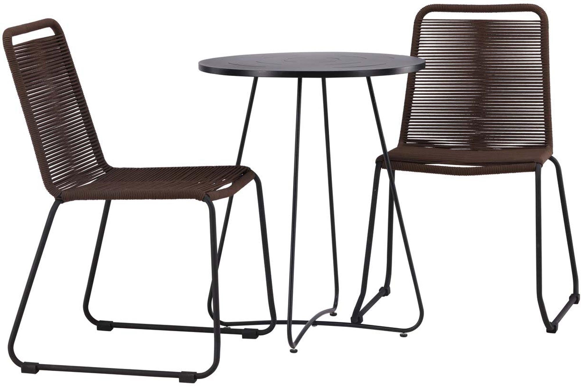 Bacong Outdoor-Tischset + Lindos ⌀60cm/2St. in Schwarz Braun präsentiert im Onlineshop von KAQTU Design AG. Gartentischset ist von Venture Home