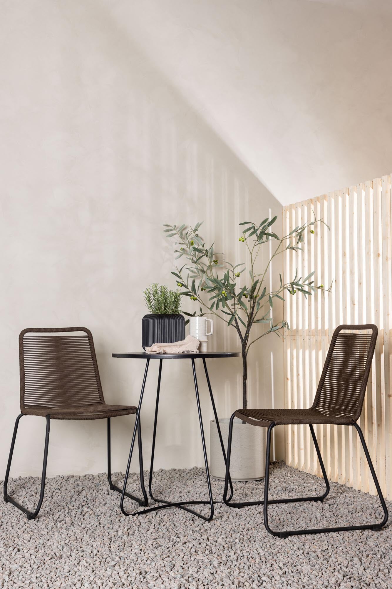Bacong Outdoor-Tischset + Lindos ⌀60cm/2St. in Schwarz Braun präsentiert im Onlineshop von KAQTU Design AG. Gartentischset ist von Venture Home