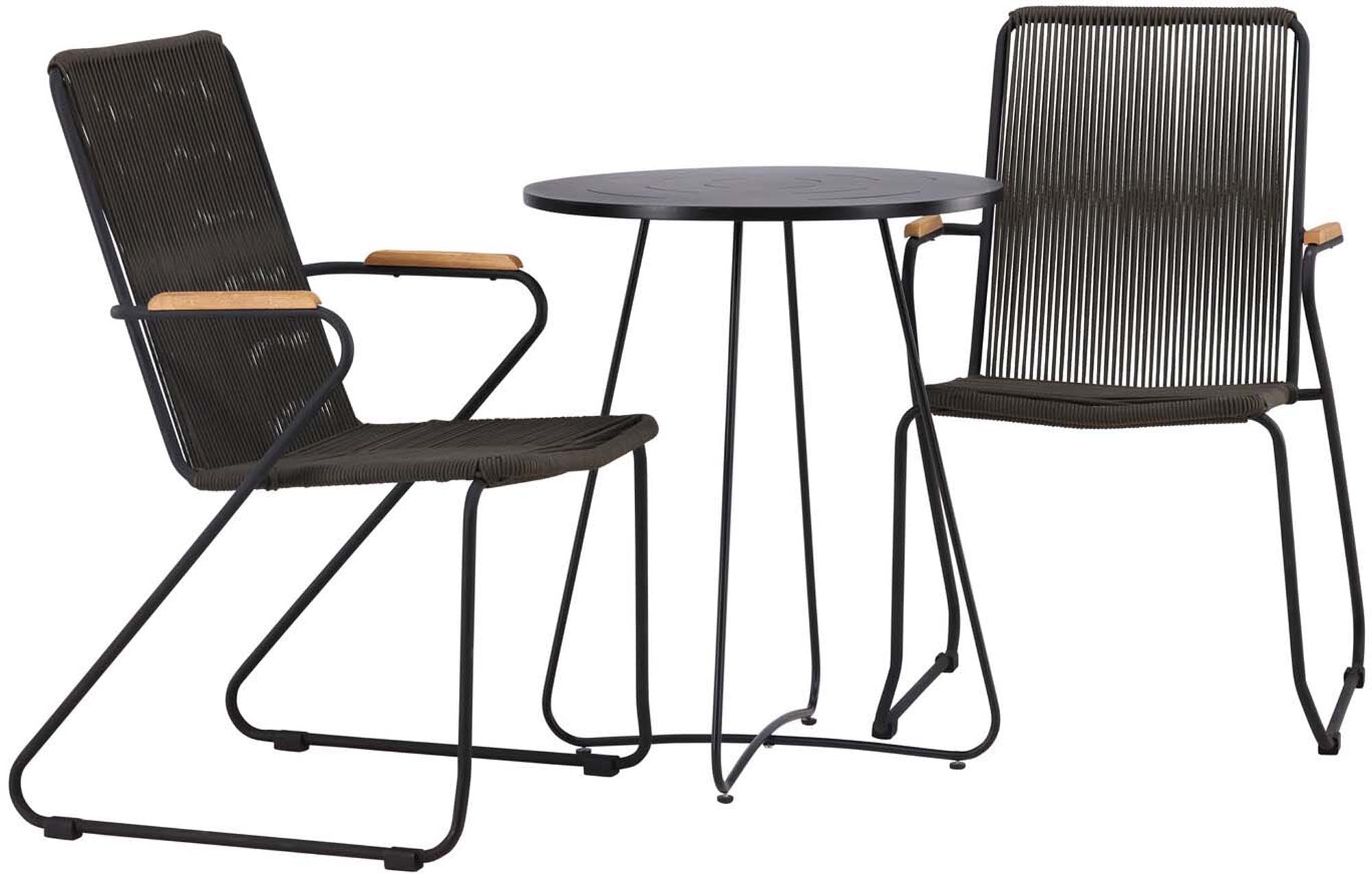 Stilvolles Bacong Outdoor-Tischset: 60cm Tisch & 2 Bois-Stühle, robust & elegant, ideal für kleine Terrassen. Komfort & Luxus im Freien.