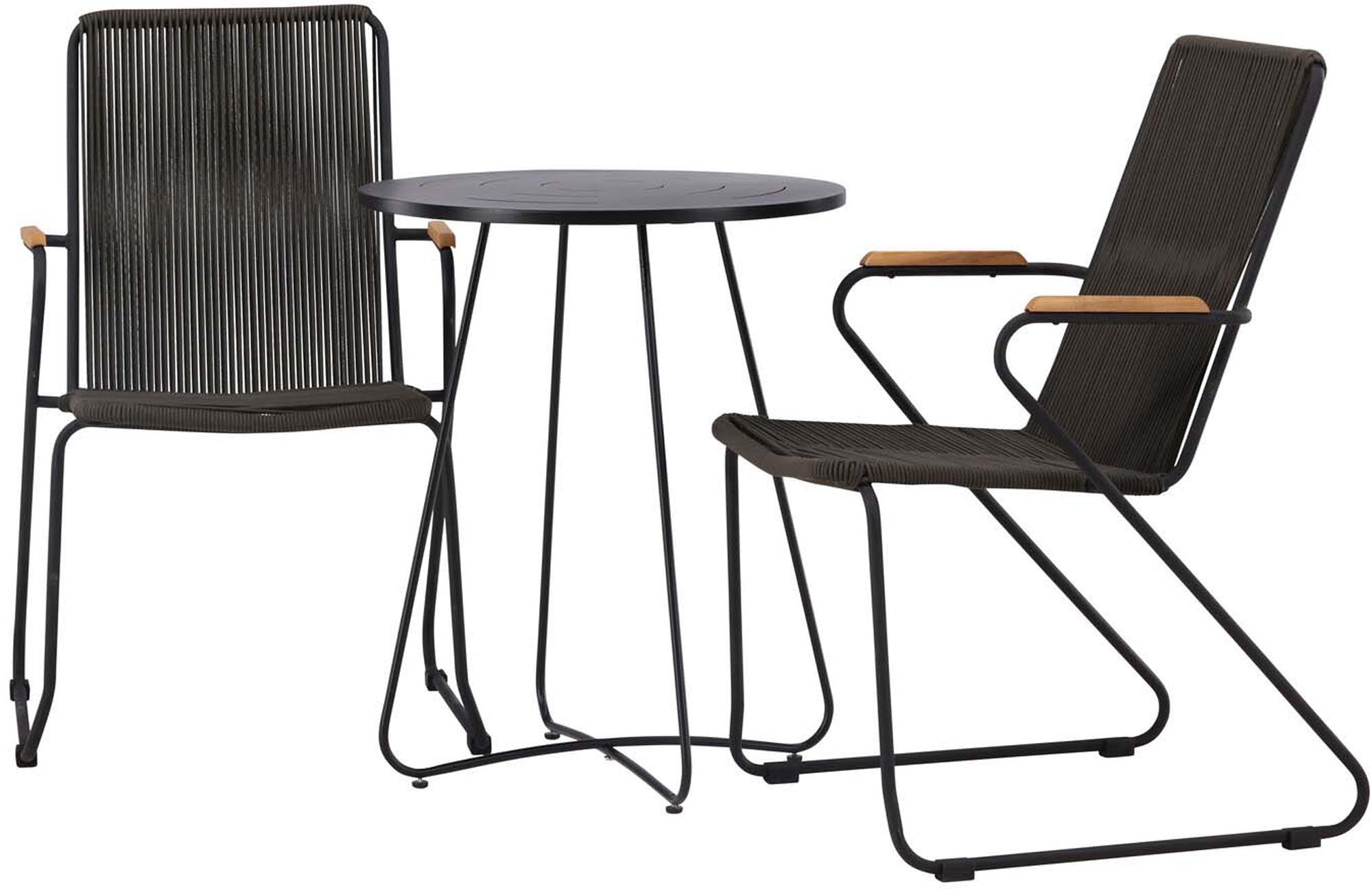 Stilvolles Bacong Outdoor-Tischset: 60cm Tisch & 2 Bois-Stühle, robust & elegant, ideal für kleine Terrassen. Komfort & Luxus im Freien.